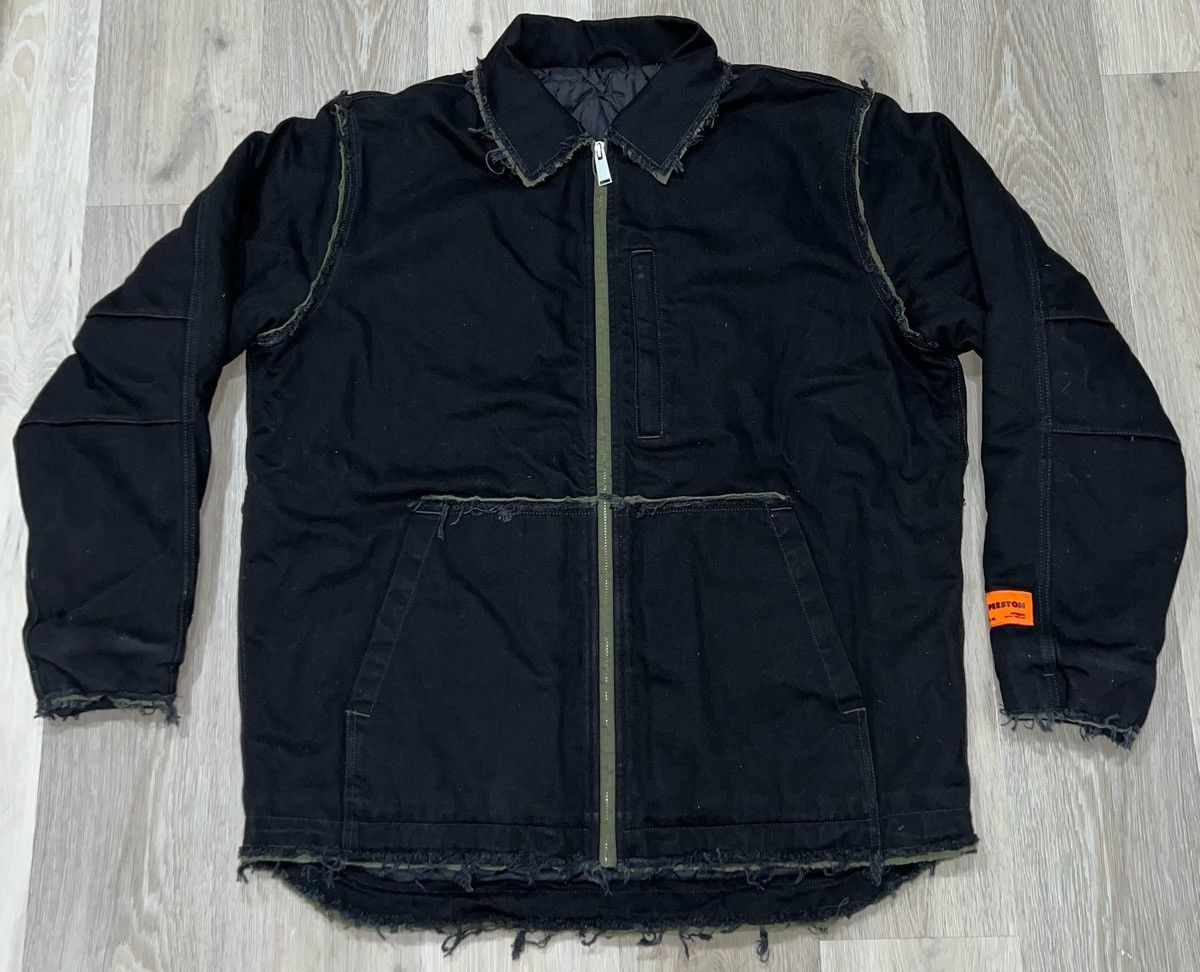 image of Heron Preston Rebuilt Zip-Up Denim Jacket Size XL in Black, Men's