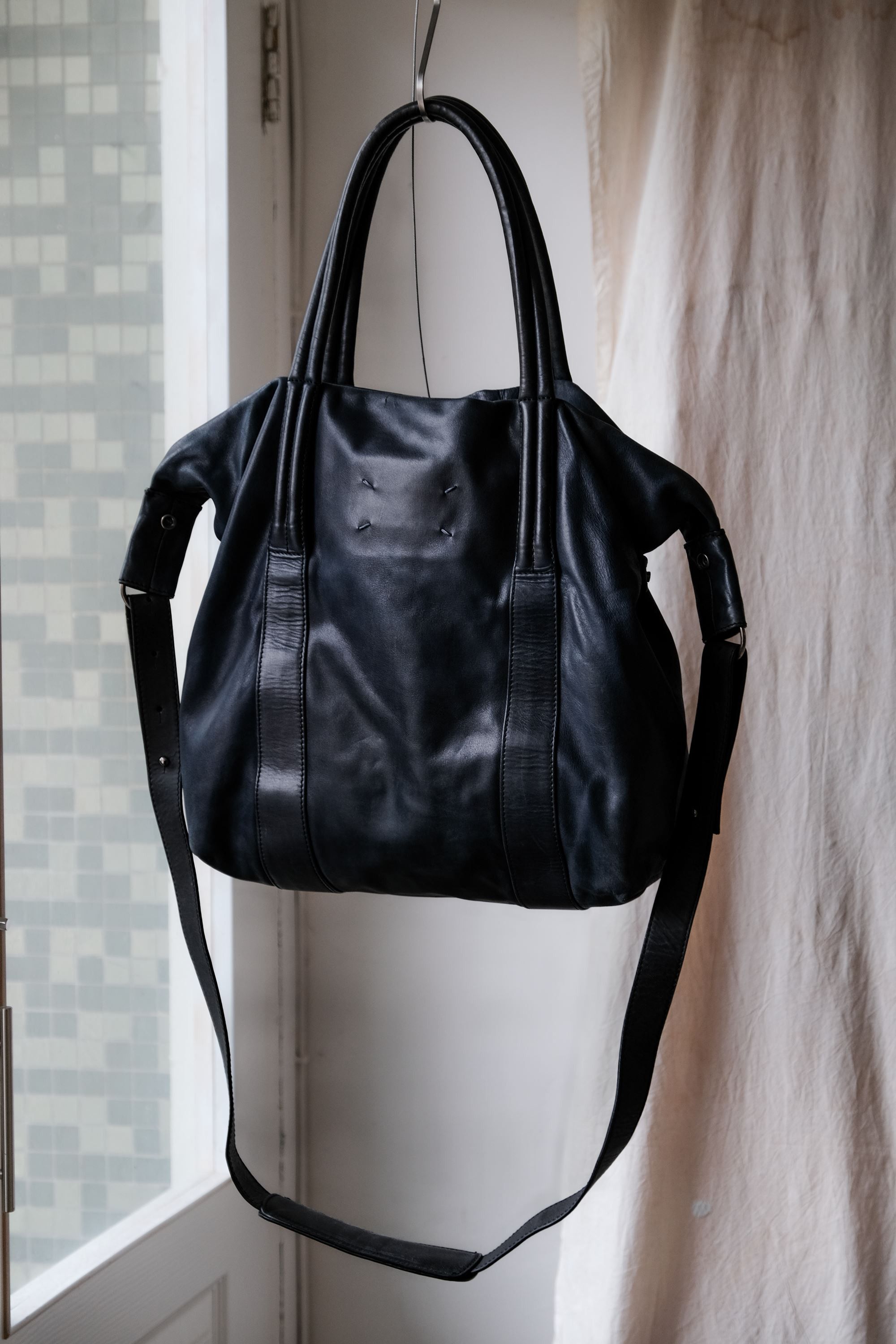Maison Margiela Maison Martin Margiela 12S/s 2-Way Leather Shoulder Tote Bag in Blue, Men's