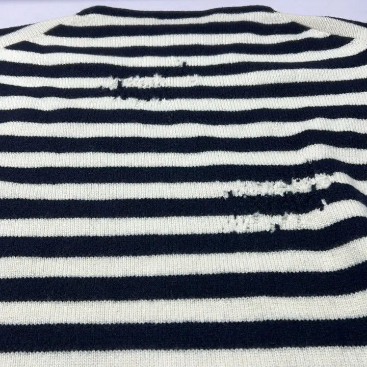 Dior Dior Striped Distressed Embroidered Logo Knit Sweater 0079- Size S / US 4 / IT 40 - 7 Thumbnail