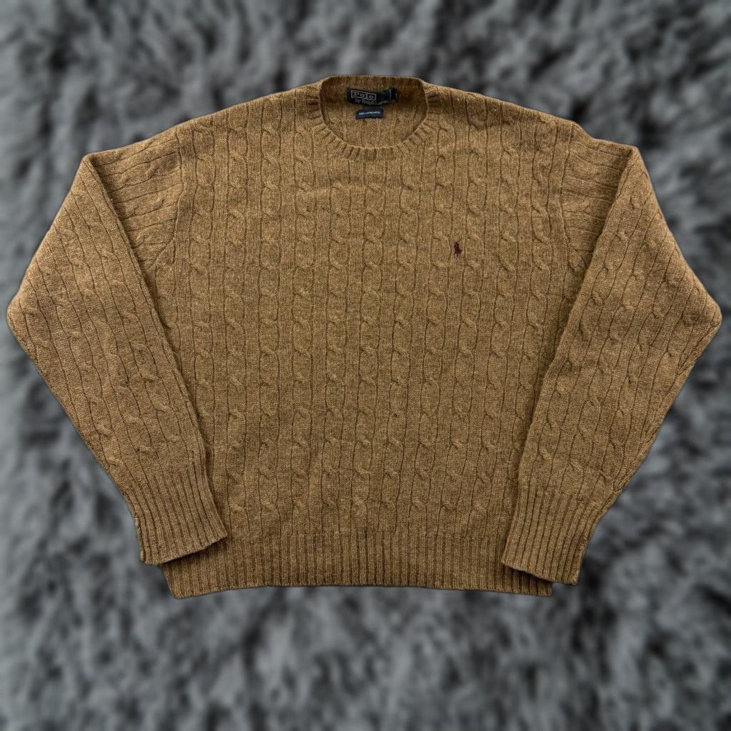 Polo Ralph Lauren Polo Ralph Lauren Sweater Mens XL Brown Cable Knit Wool Pullover Preppy Size US XL / EU 56 / 4 - 1 Thumbnail