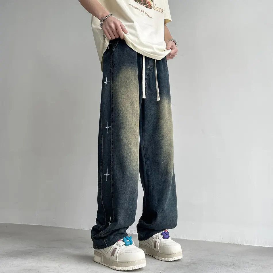 Japanese Brand Retro loose straight leg embroidered jeans Size US 32 / EU 48 - 4 Thumbnail