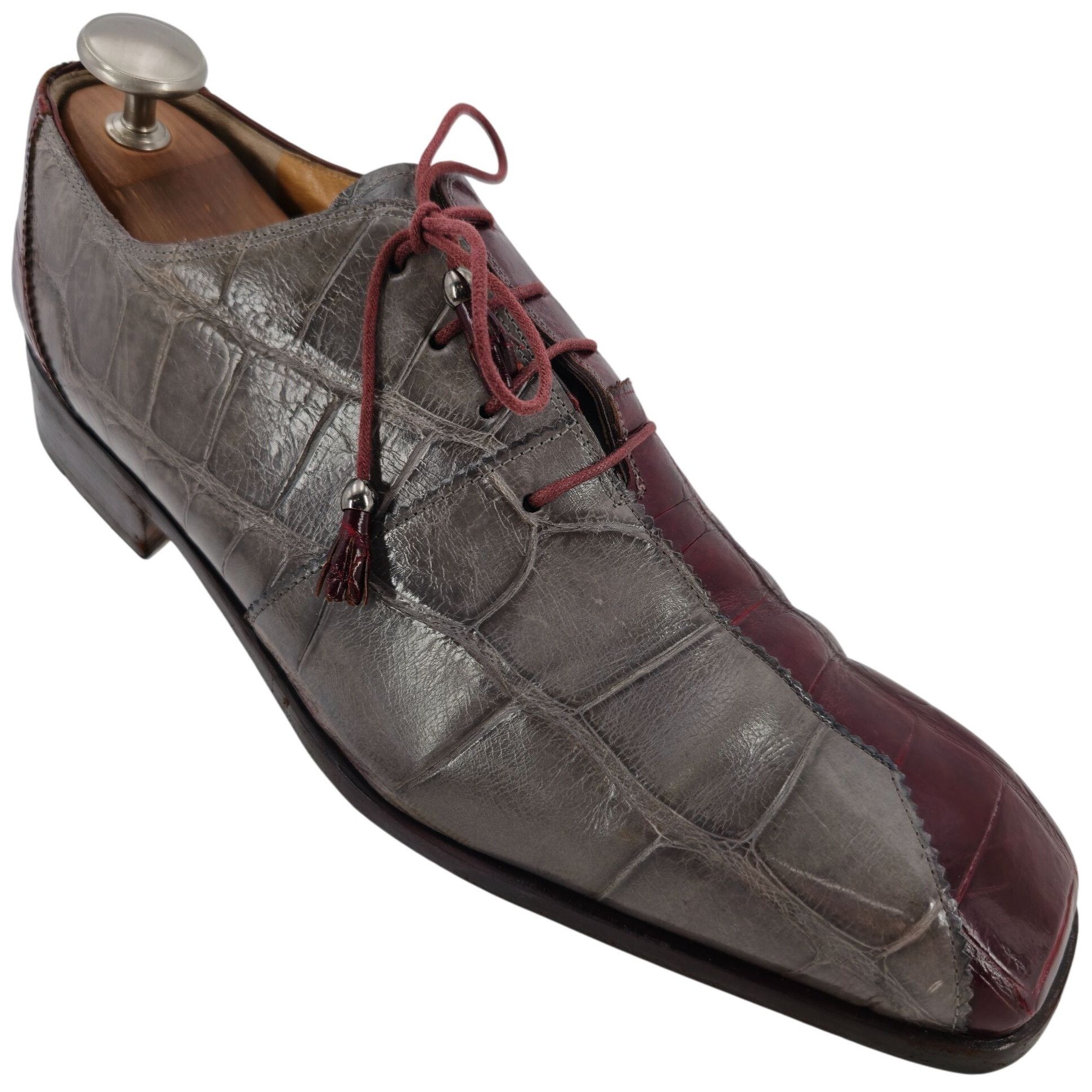 Mauri Vintage Mauri Exotic Alligator Burgundy Gray Dress Shoes 13M Size US 13 / EU 46 - 1 Thumbnail
