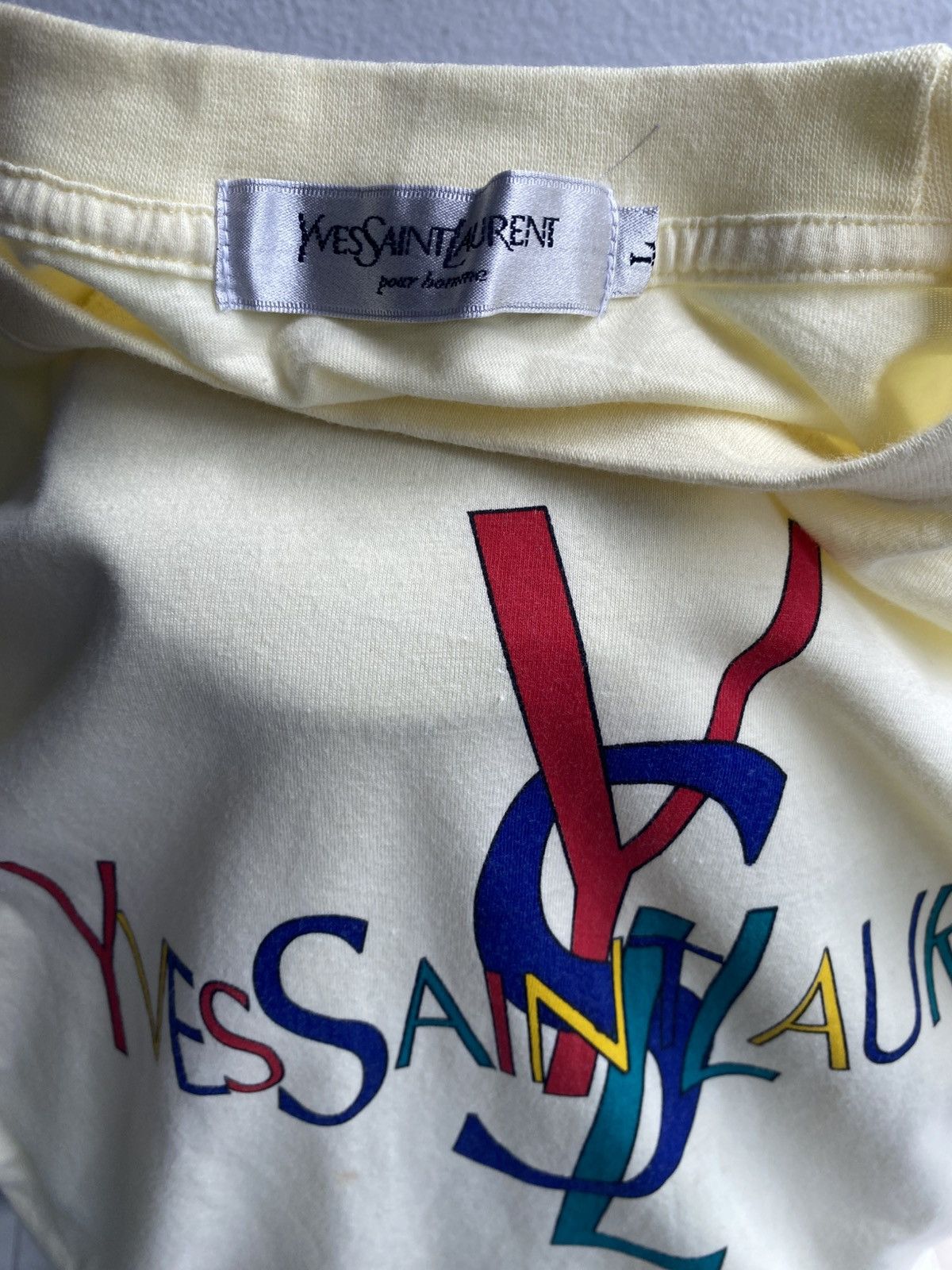 Yves Saint Laurent Vintage YSL Spell out tshirt Size US L / EU 52-54 / 3 - 7 Thumbnail
