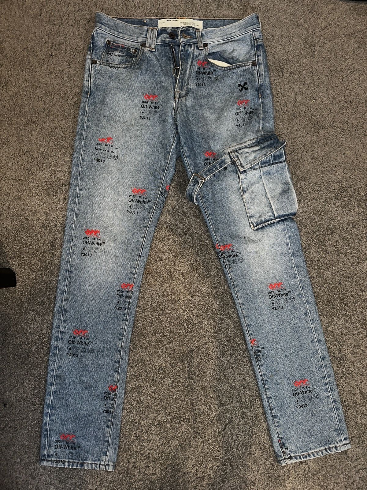 Off-White Off White Repeat Logo Jeans FW19 Size US 30 / EU 46 - 2 Thumbnail