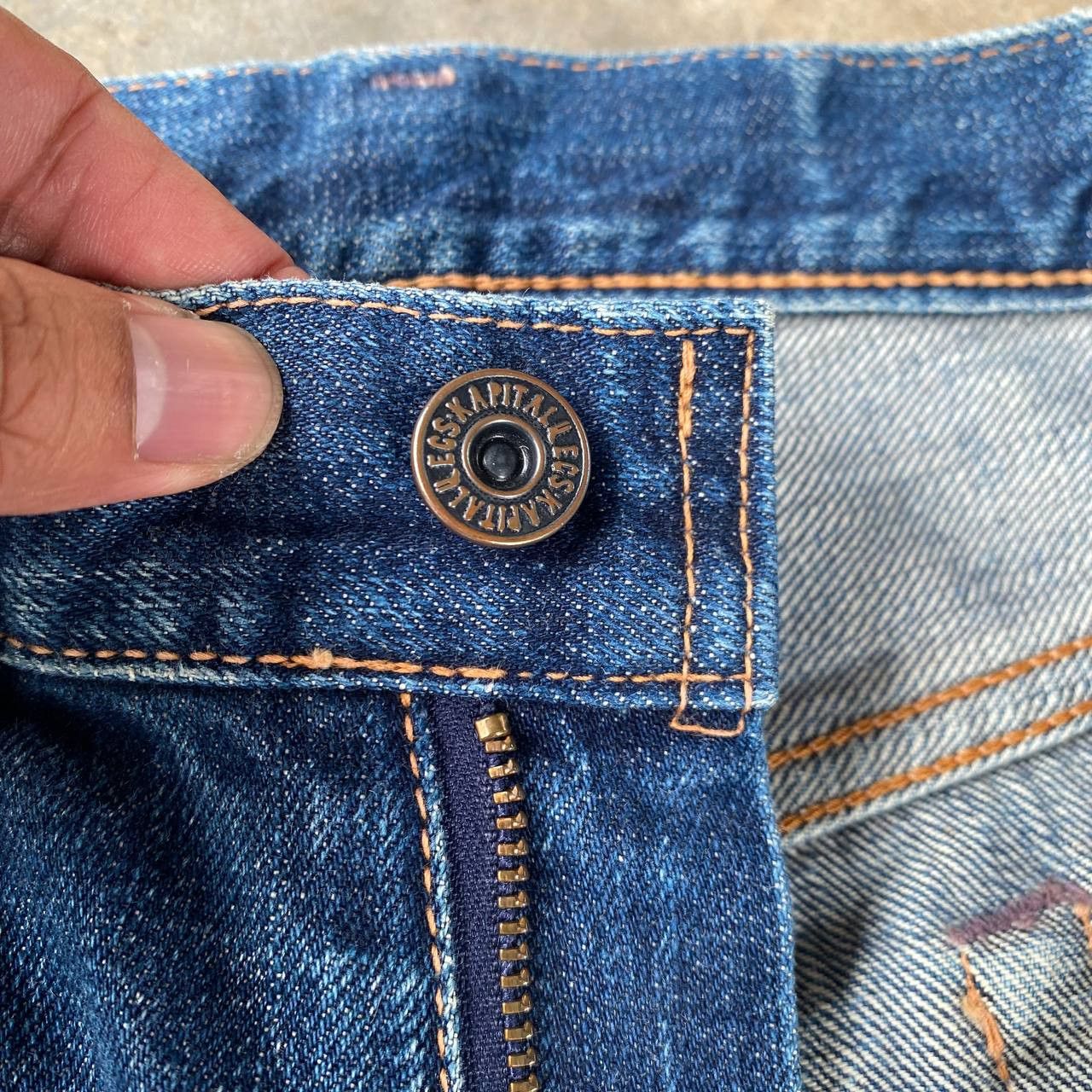 Kapital VINTAGE KAPITAL BY KIRO HIRATA FADED BLUE LOWRISE SLIMFIT Size US 27 - 13 Thumbnail