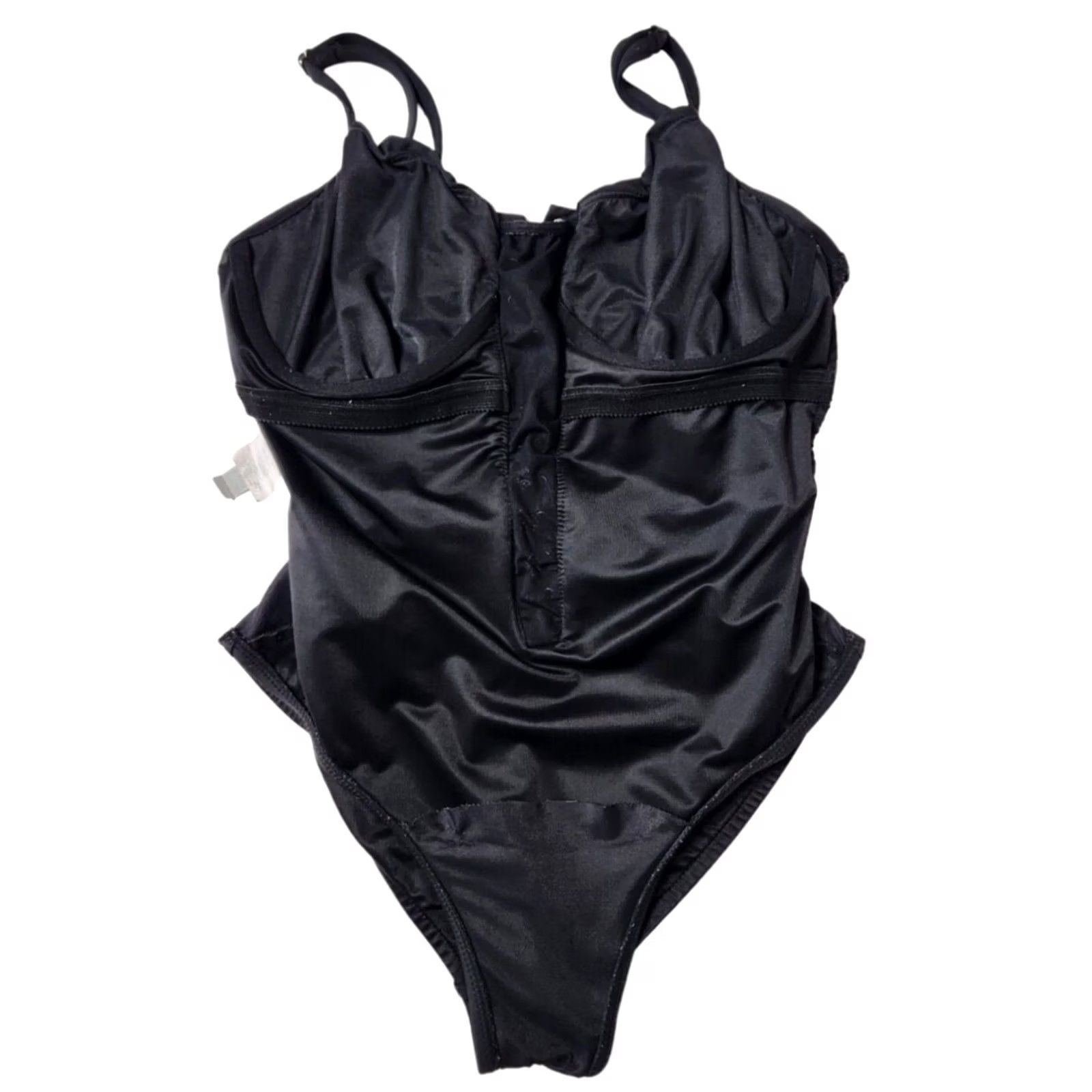 Vintage Magicsuit Womens One Piece Swimsuit Sz 12 Underwired Lace Up Black Size ONE SIZE - 5 Thumbnail