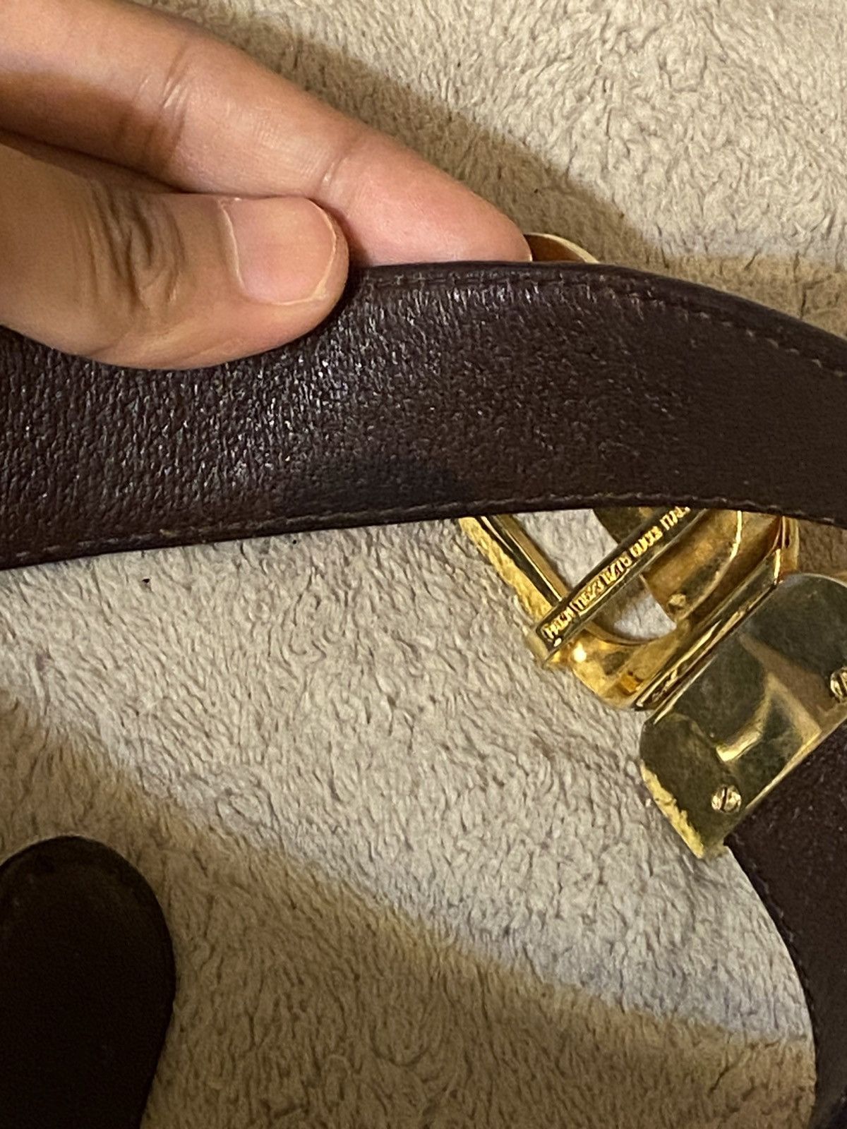 Gucci Vintage Gucci Monogram Belt GG Gold Buckle Size ONE SIZE - 8 Thumbnail