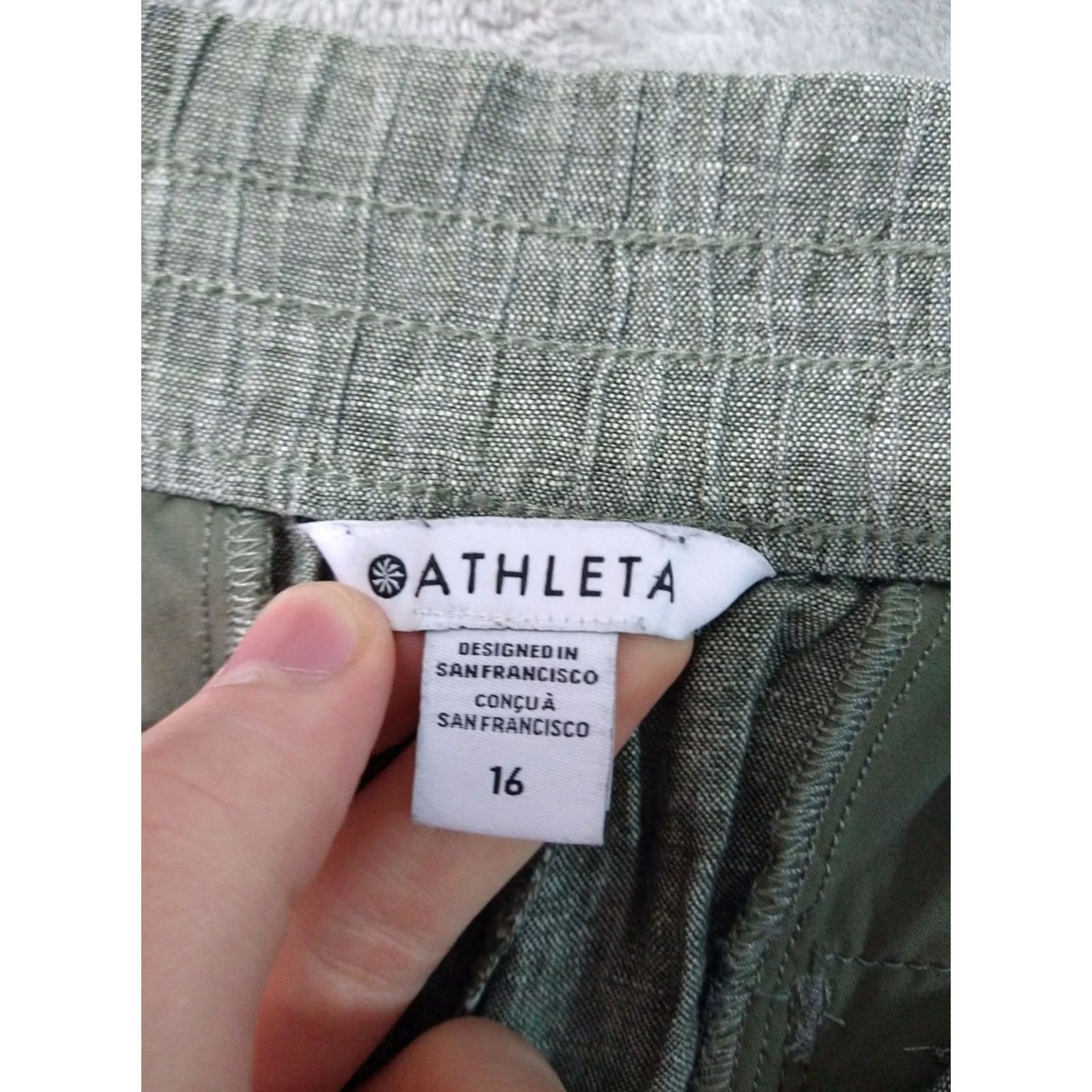 Athleta Athleta Shorts Womens 16 Green Voyager Linen High Rise Elastic Waist Beachy Size 38" / US 16 / IT 52 - 7 Thumbnail