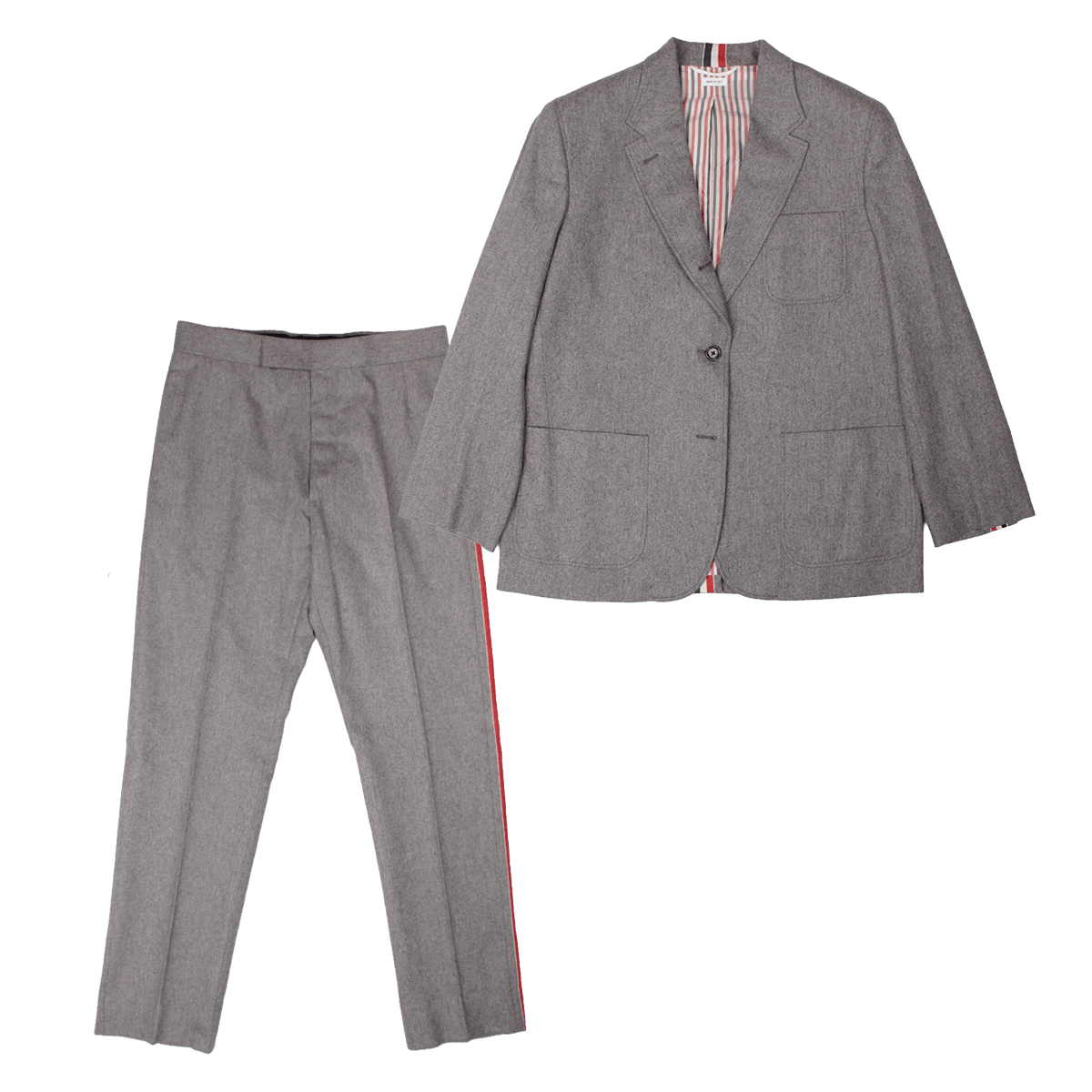 Thom Browne Grey Engineered RWB Stripe Wool Cashmere Suit Size 36R - 1 Thumbnail