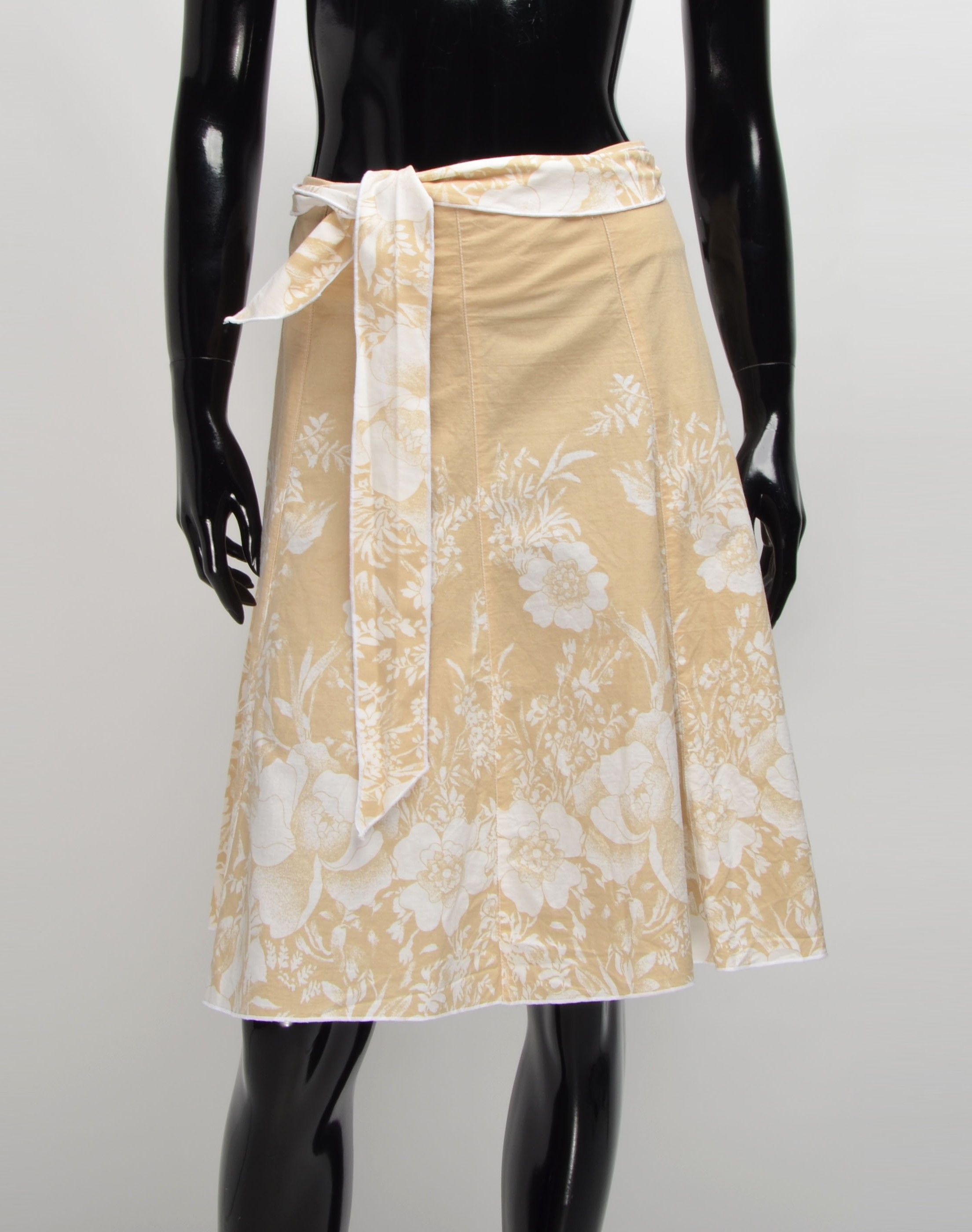 Morgan de Toi Y2K Fairy Cottage Beige Floral Flared Skirt