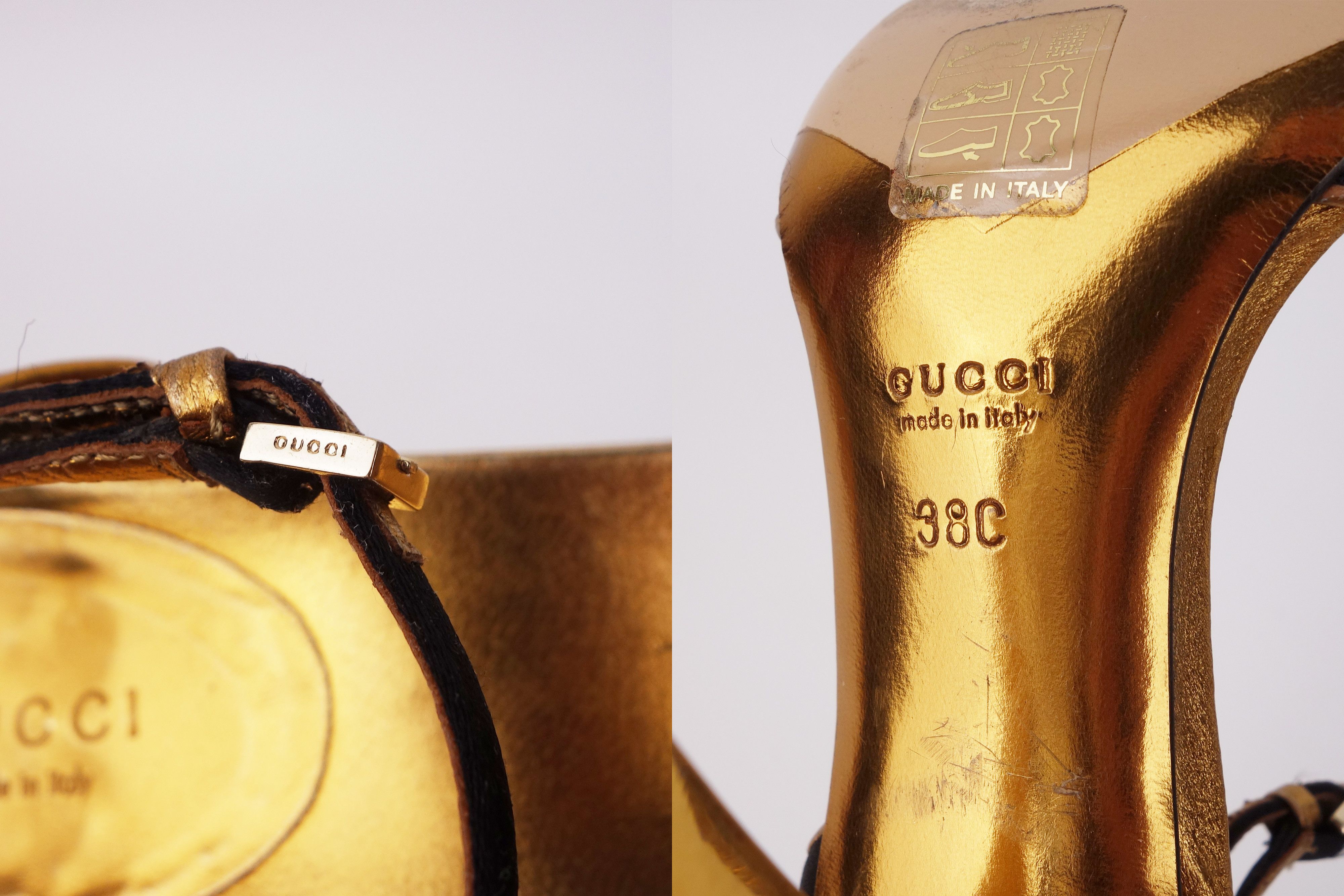 Gucci GUCCI Satin Leather Strapp Heel Sandals Bee Embellished Size US 8 / IT 38 - 8 Thumbnail