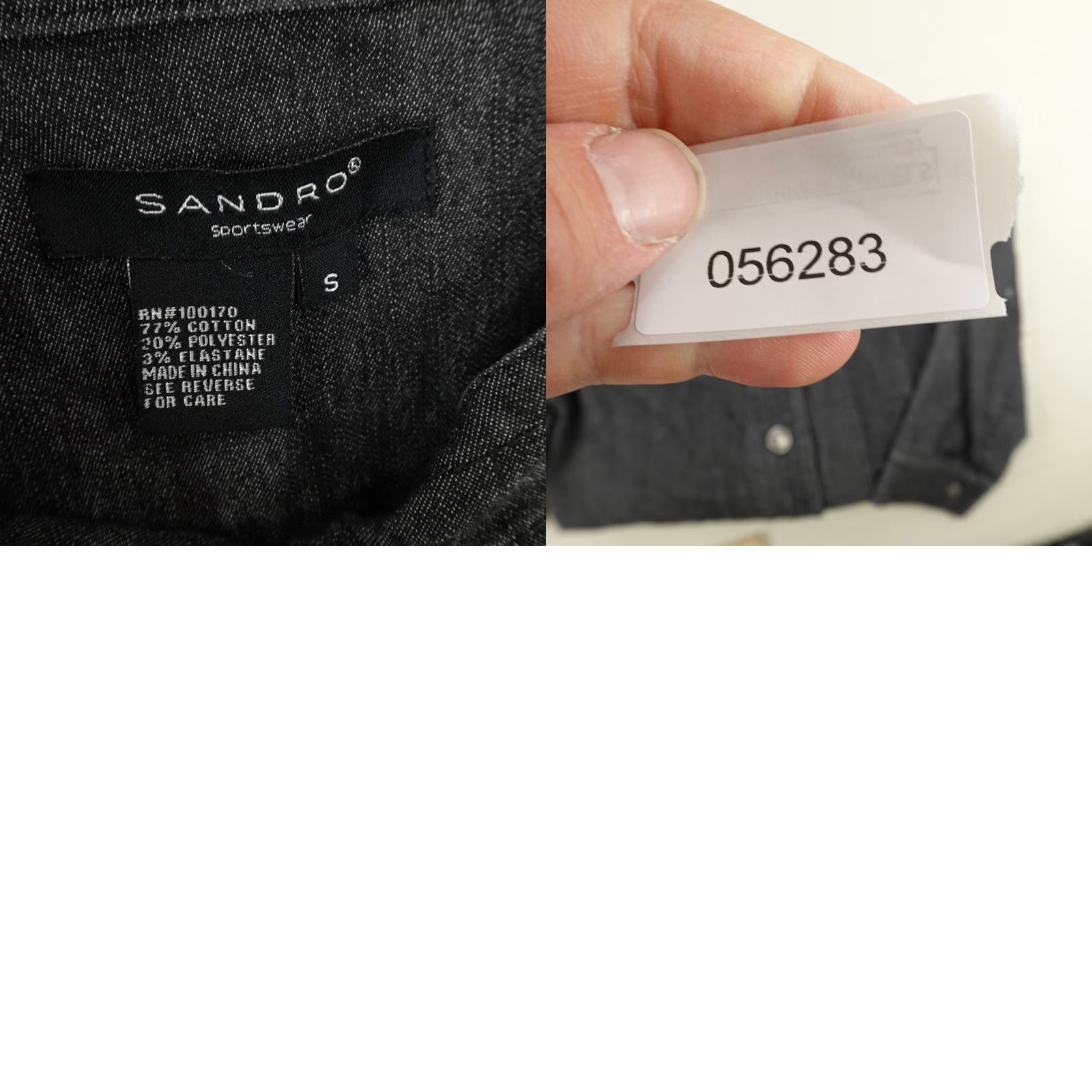 Sandro Sandro Women's Jacket Small Black Chambray Cotton Blend Casual Outdoor Lightweigh Buttons Pockets Size S / US 4 / IT 40 - 8 Thumbnail