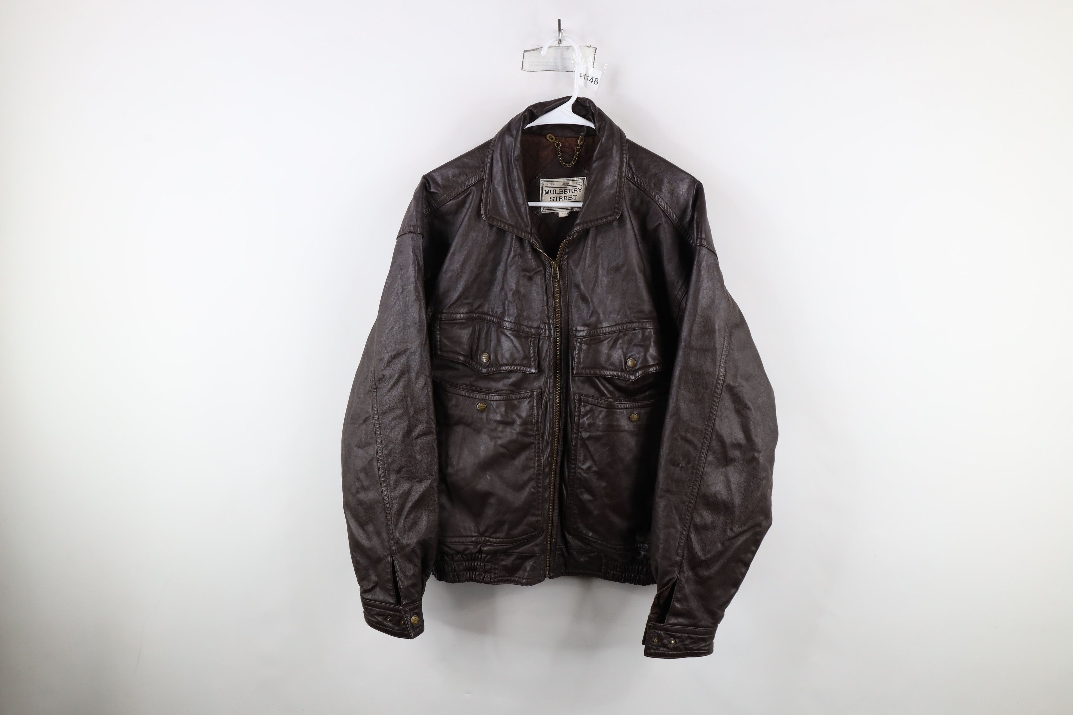Vintage Vintage 90s Streetwear Quilted Leather Flight Bomber Jacket Size US M / EU 48-50 / 2 - 1 Thumbnail
