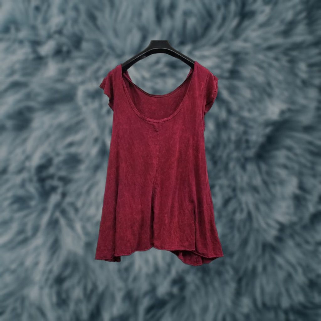 Vintage Kimchi Blue Tank Top Burgundy Ruffle Short Sleeve Size Medium Made In USA Crop Top Blouse Sleeveless Cropped Size M / US 6-8 / IT 42-44 - 1 Thumbnail