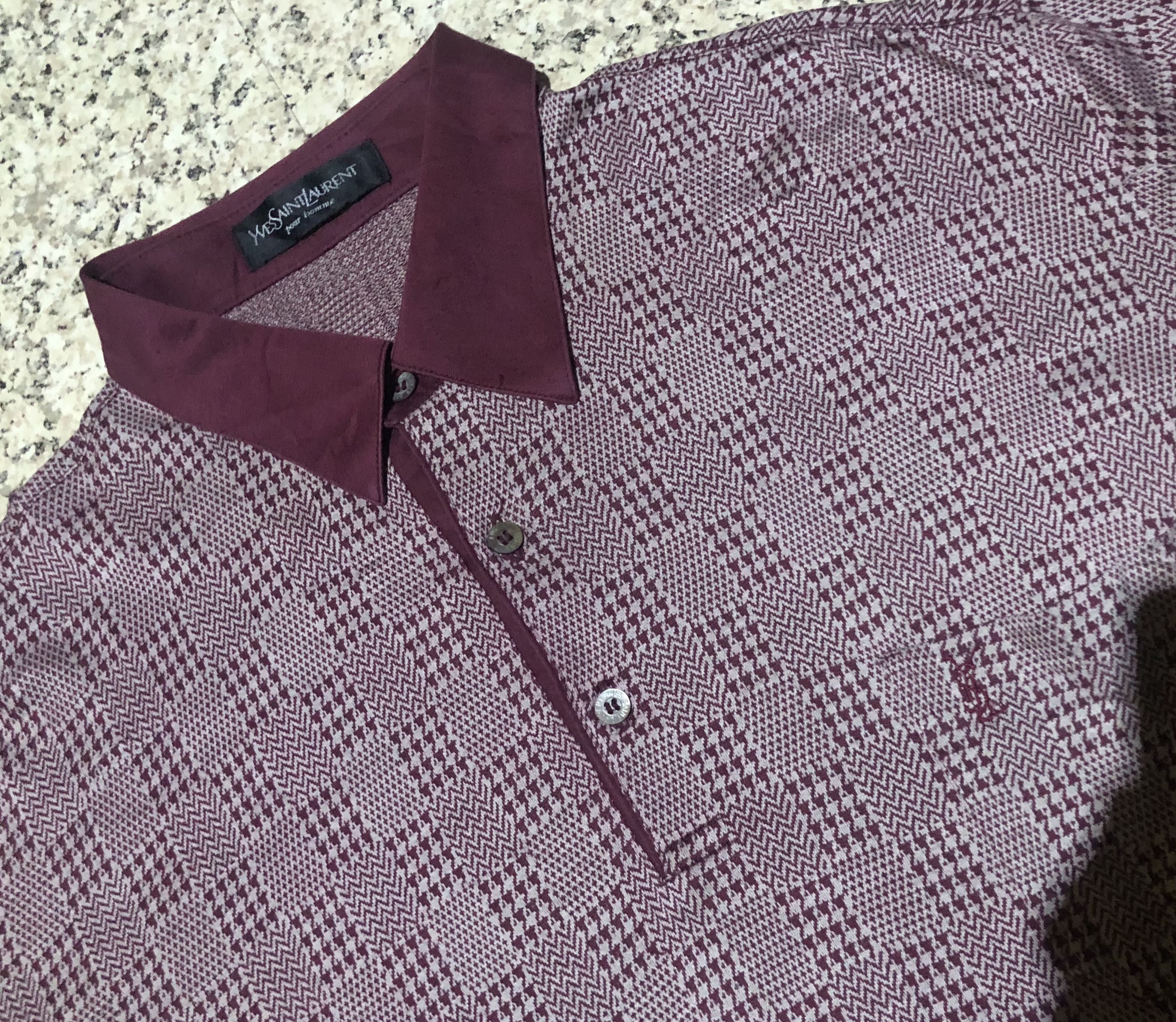 Yves Saint Laurent Vintage Yves Saint Laurent Pour Homme Houndstooth Knit Polo Size US M / EU 48-50 / 2 - 2 Thumbnail