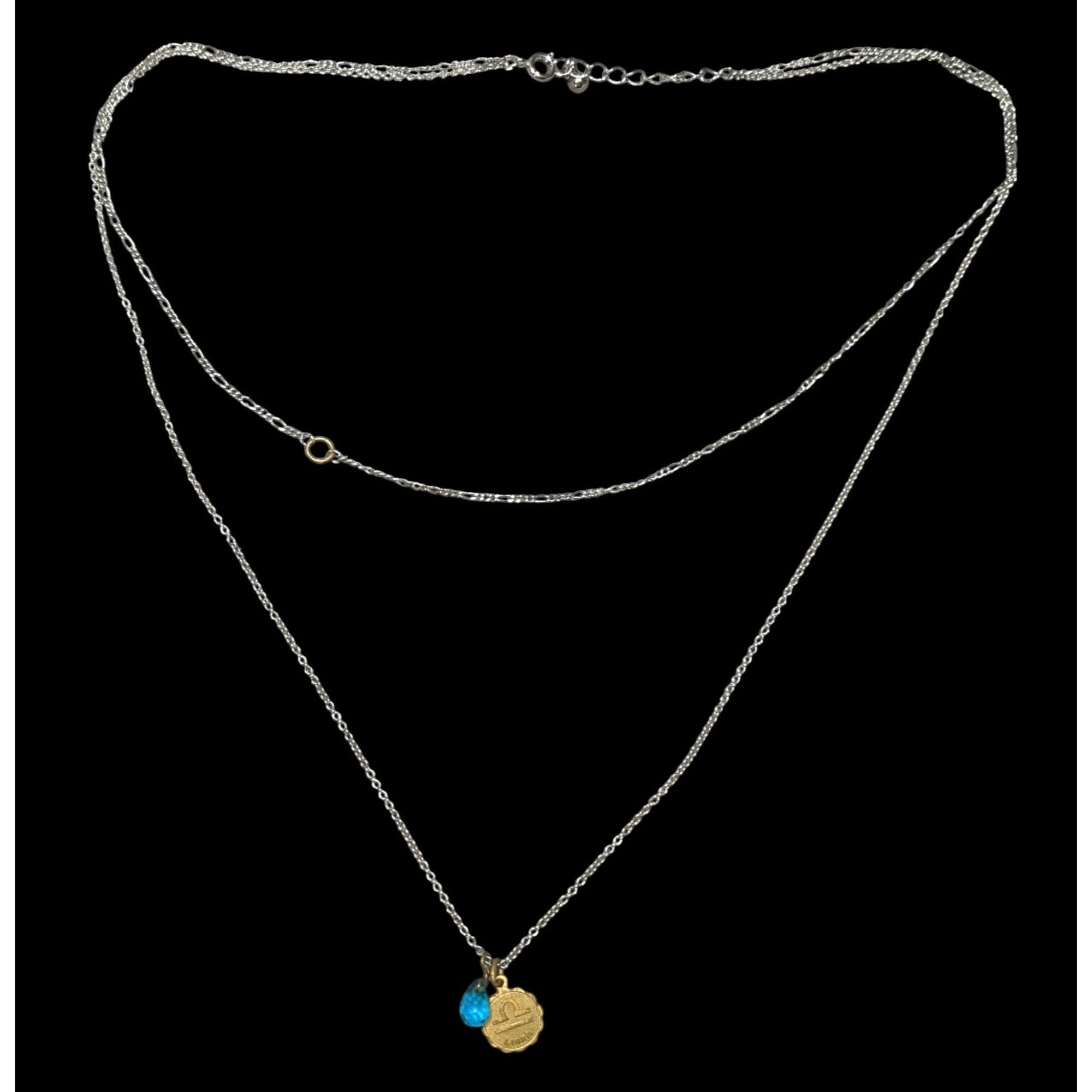 Other Libra Zodiac Layered Necklace With Gold Tone Pendant & Blue Size ONE SIZE - 1 Thumbnail