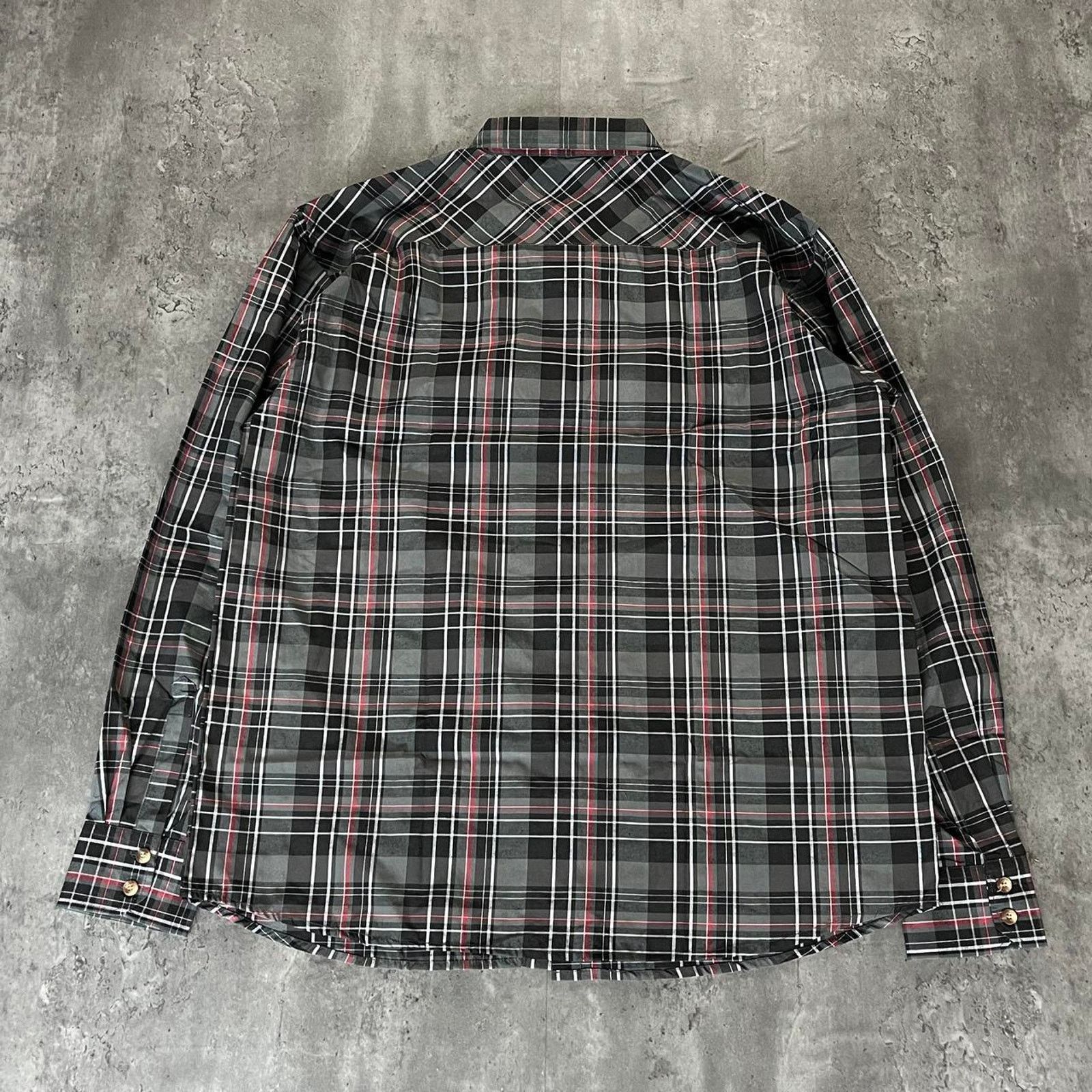 Japanese Brand × Vintage Crazy Vintage Y2K Baggy Black Flannel Casual / Dress Shirt Size US XXL / EU 58 / 5 - 2 Thumbnail