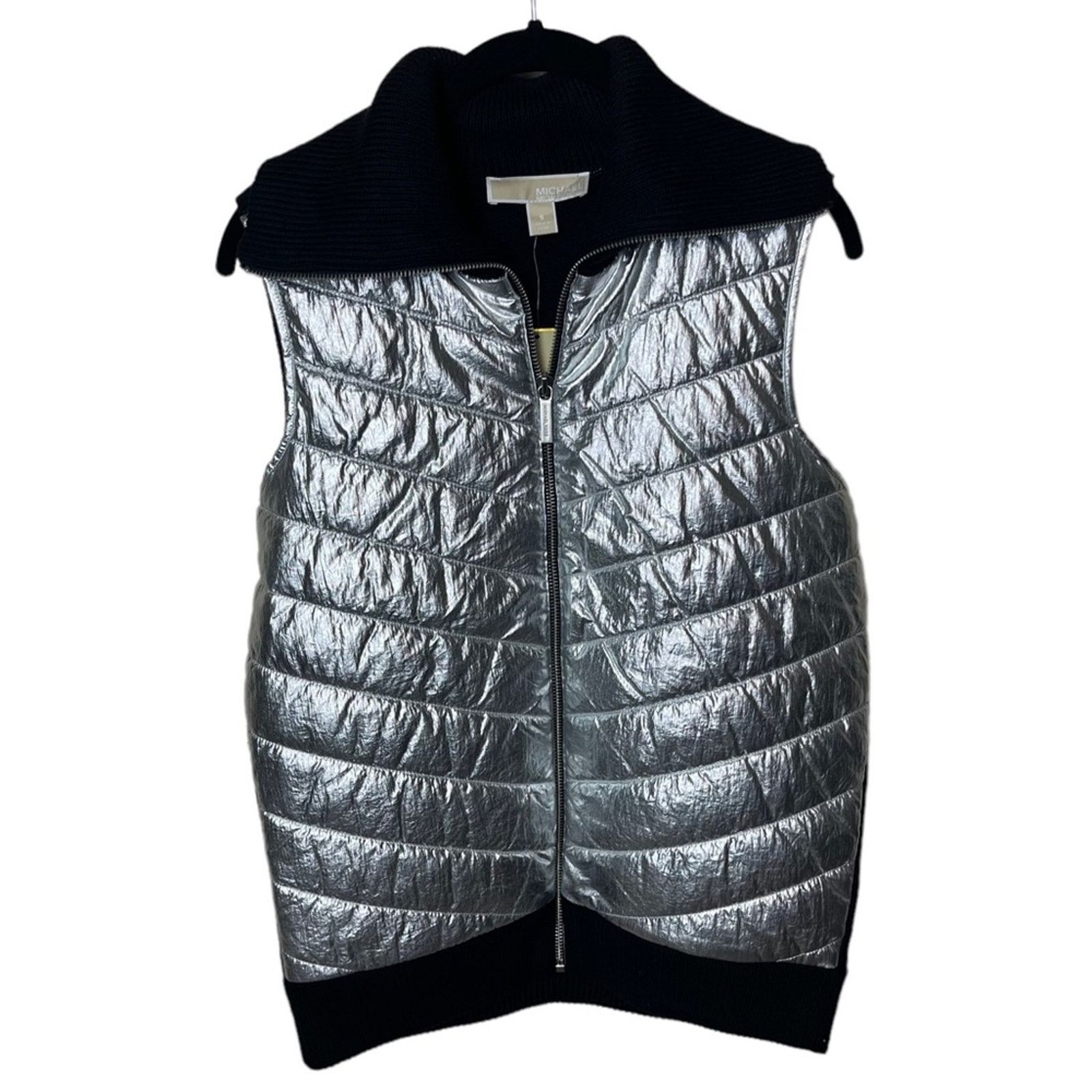 Michael Kors Michael Kors Puffer Foil Front Sweater Vest Silver Small Size S / US 4 / IT 40 - 1 Thumbnail