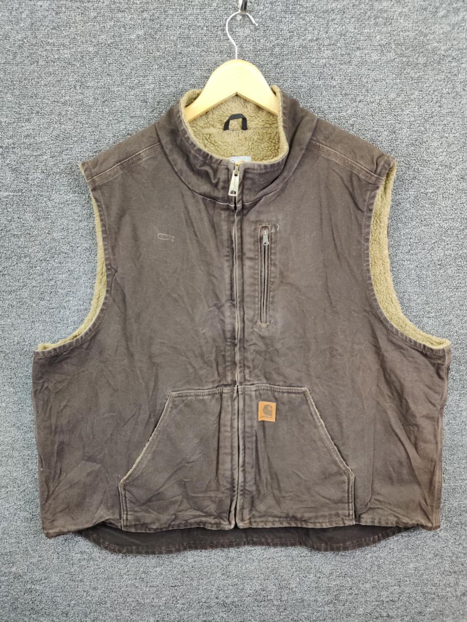 Vintage Carhartt Sherpa Lined Canvas Work Vest