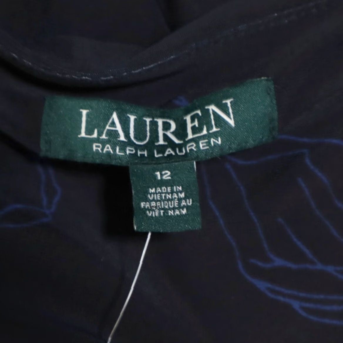 Ralph Lauren Lauren Ralph Lauren Dress Navy Blue Women's 12 Flare Sleeve Floral V-Neck 3/4 Sleeve Slim Cocktail Shirt Size XL / US 12-14 / IT 48-50 - 5 Thumbnail