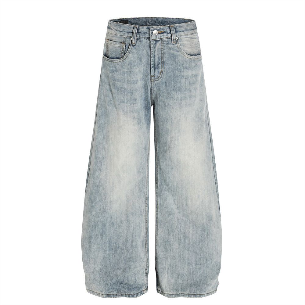 Japanese Brand × Jean Washed men's cleanfit distressed loose scimitar jeans Size US 32 / EU 48 - 1 Thumbnail