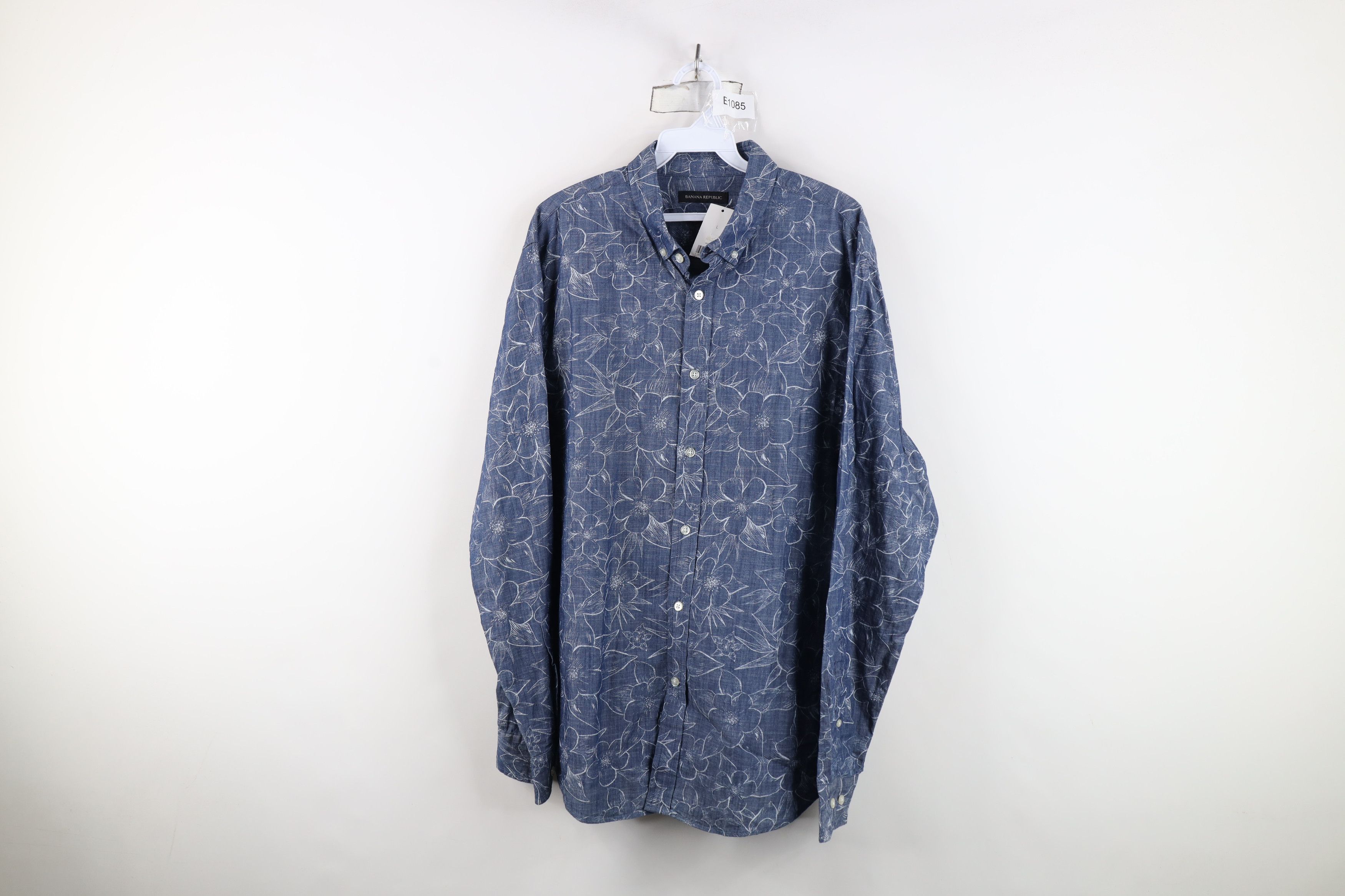 Banana Republic New Banana Republic Flower Collared Button Down Shirt Blue Size US L / EU 52-54 / 3 - 1 Thumbnail