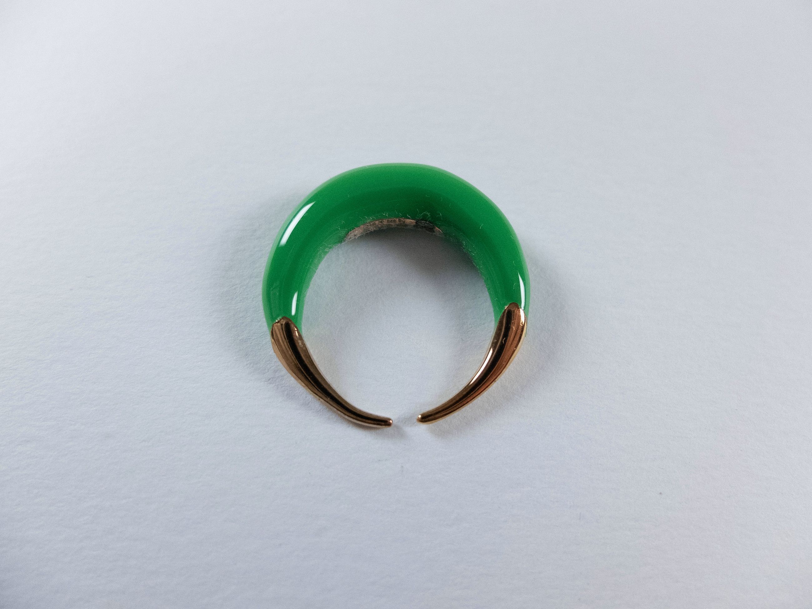 Bottega Veneta BOTTEGA VENETA Spine green sculptural silver ring 8 17 q Size ONE SIZE - 4 Thumbnail