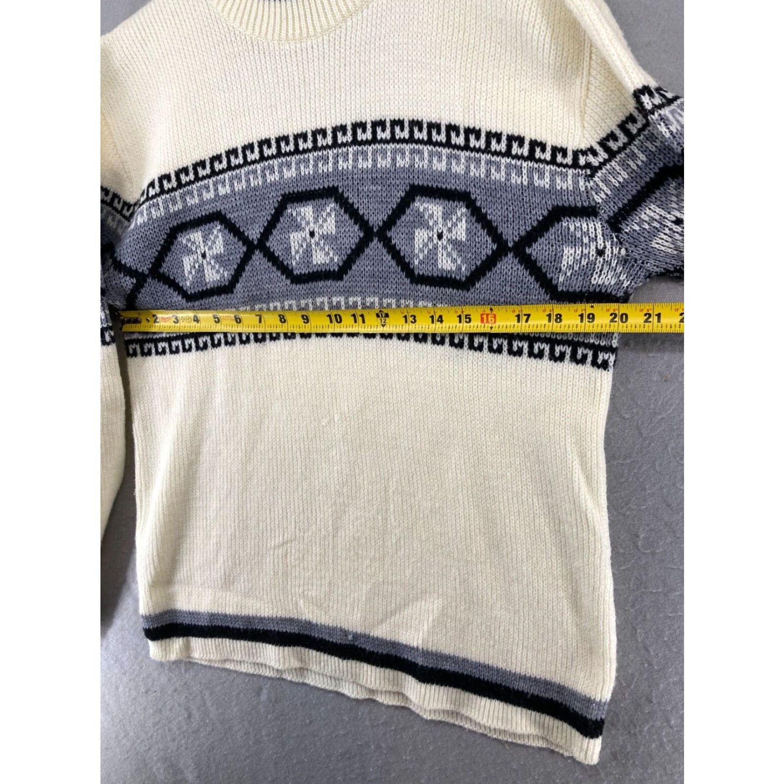 Vintage Prego Womens Sweater XL Blue Geometric Knit Crew Neck Pullover 80s 90s Vintage Size XL / US 12-14 / IT 48-50 - 2 Thumbnail