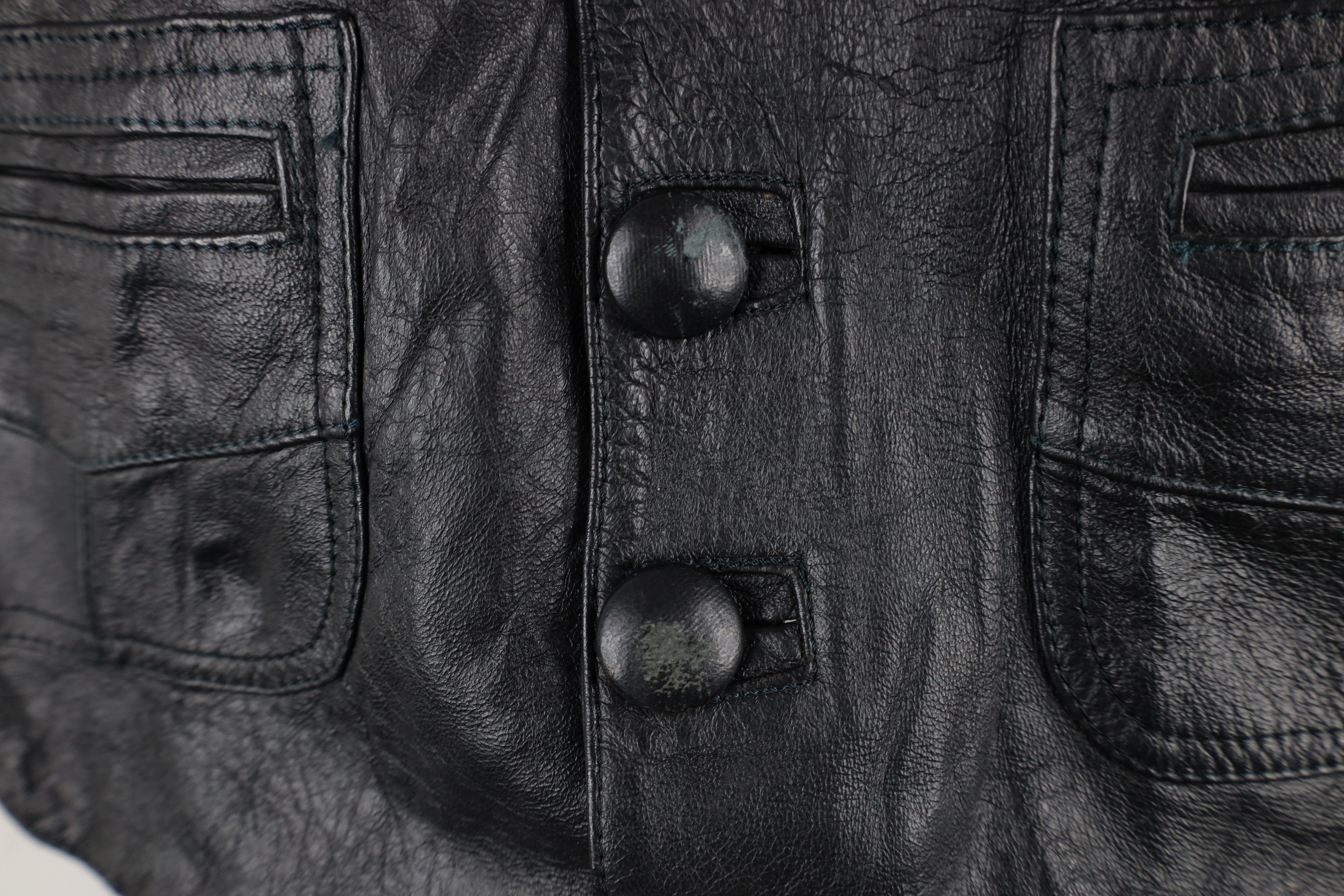 Vintage Vintage 60s 70s Streetwear Leather Button Vest Jacket Black Size US XL / EU 56 / 4 - 4 Thumbnail