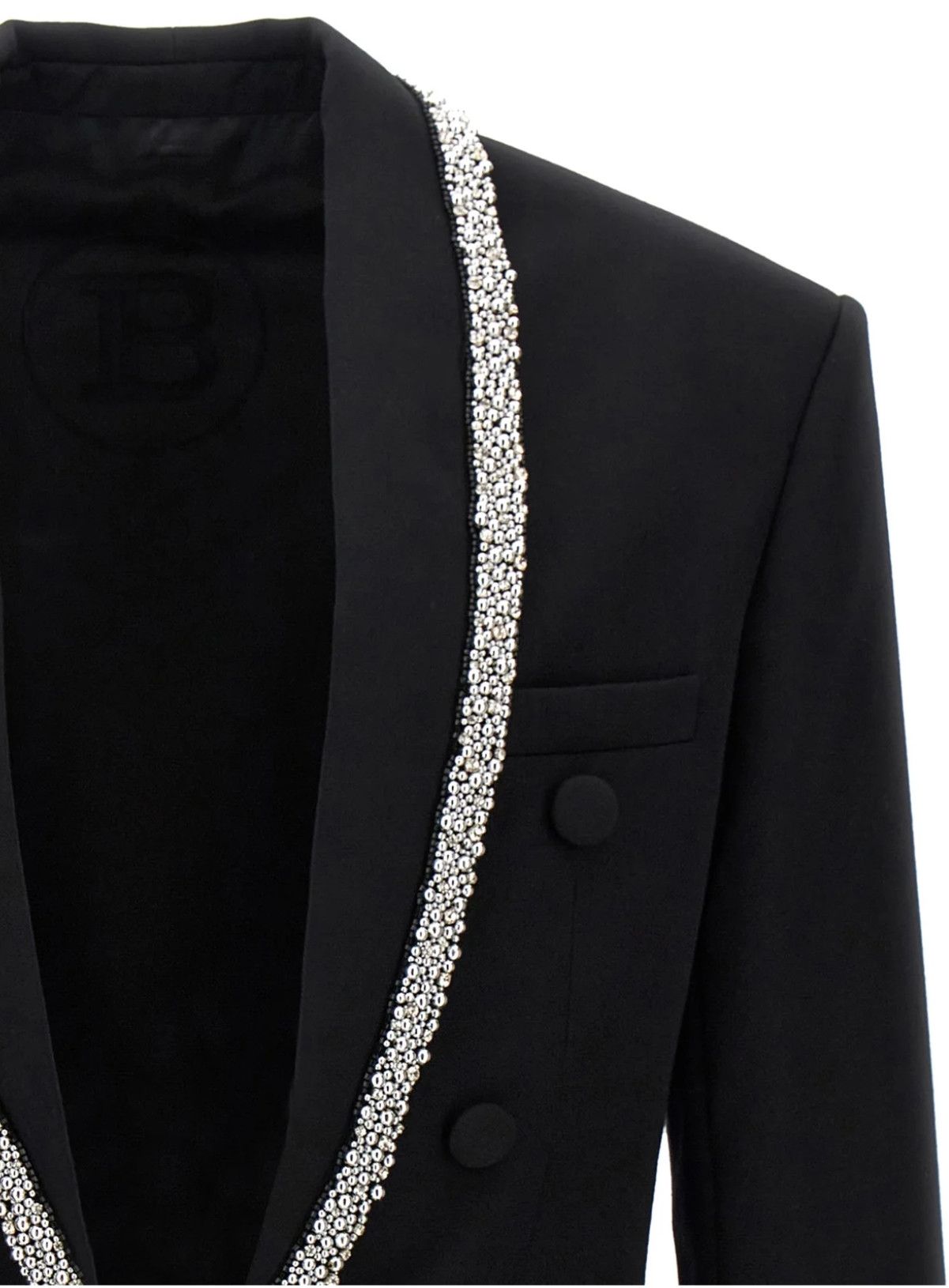 Balmain Balmain Grain De Poudre Jacket with Embroidered Collar Size 52R - 5 Thumbnail