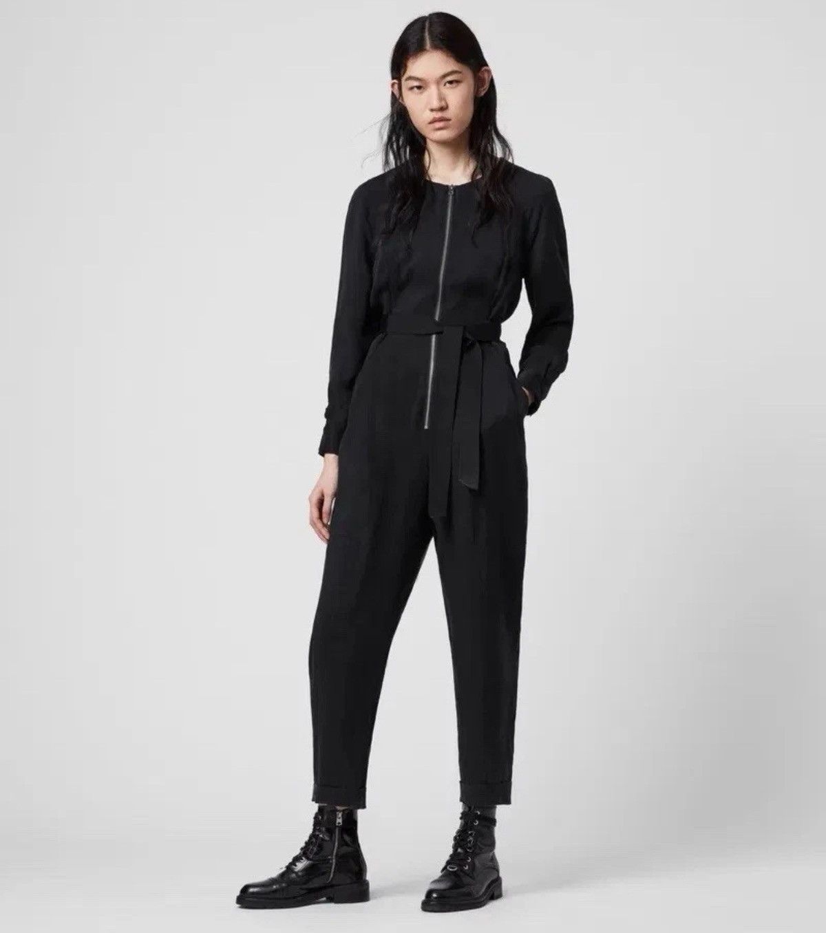 Allsaints Allsaints Erin Jumpsuit Women’s Black Top Zip Long Sleeve Size M / US 6-8 / IT 42-44 - 1 Thumbnail