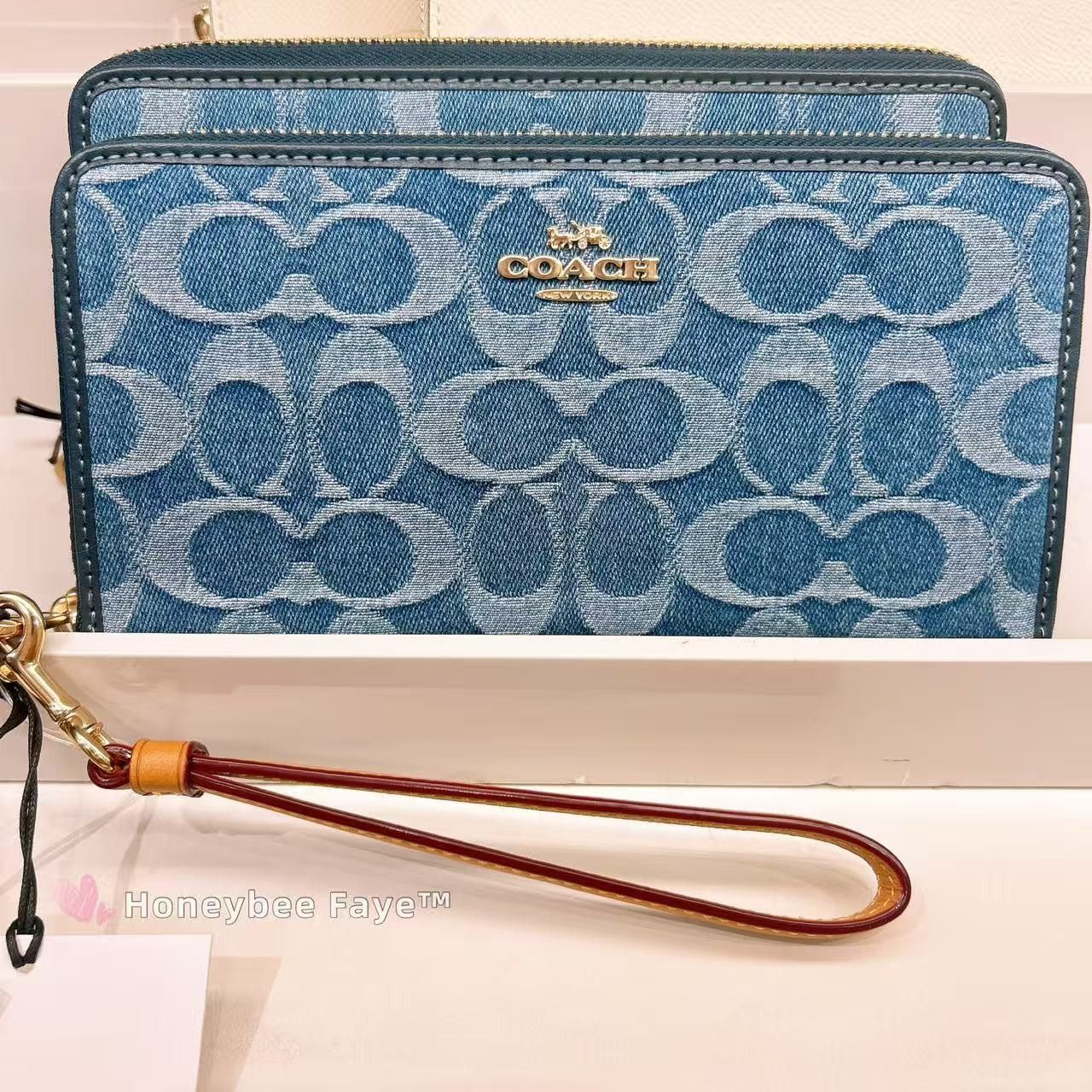 Coach Long Zip Around Wallet In Signature Denim CDE93 Size ONE SIZE - 3 Thumbnail