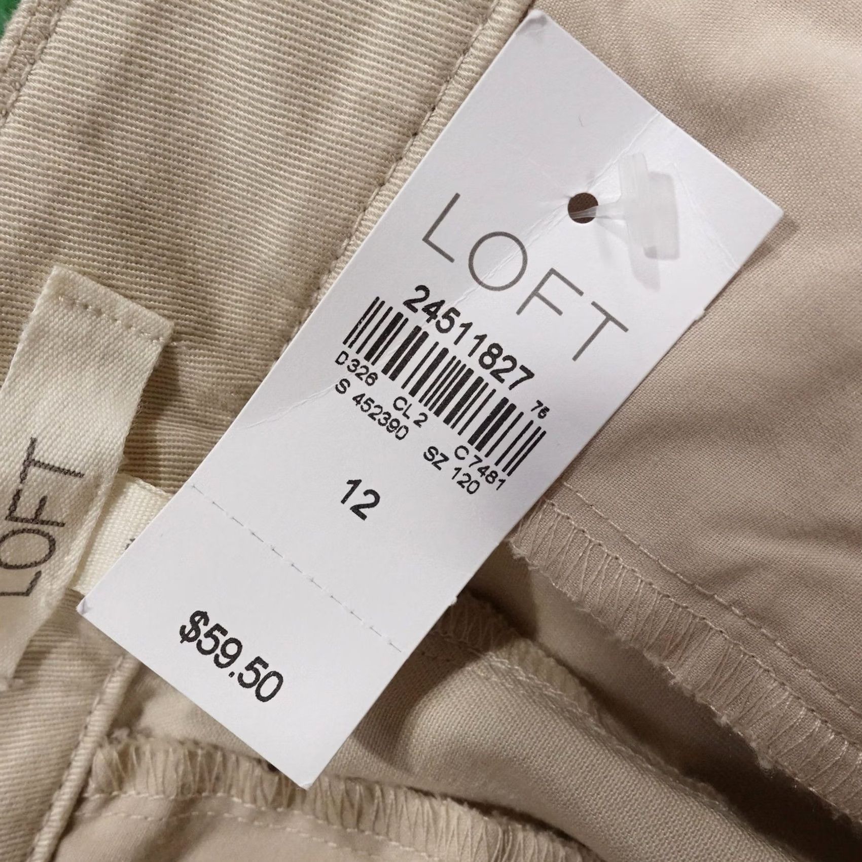 Loft LOFT Pants Womens 12 Beige Girlfriend Chino Slim Stretch Twill Pockets Size 34" / US 12 / IT 48 - 7 Thumbnail
