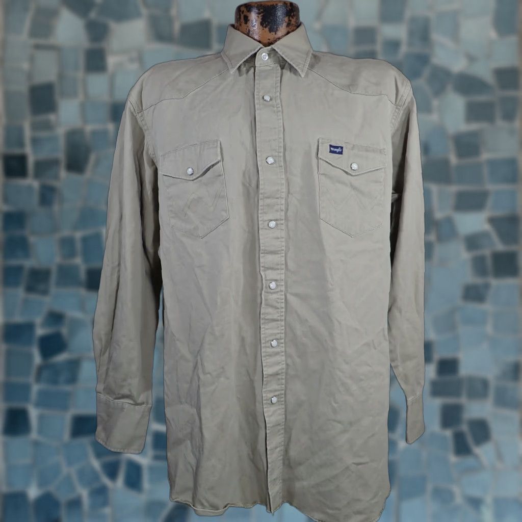 Wrangler VINTAGE Wrangler Men's Western Shirt XL Brown Cotton Pearl Snap Brushpopper Cowboy Workwear 50 Inches Chest Size US XL / EU 56 / 4 - 1 Thumbnail