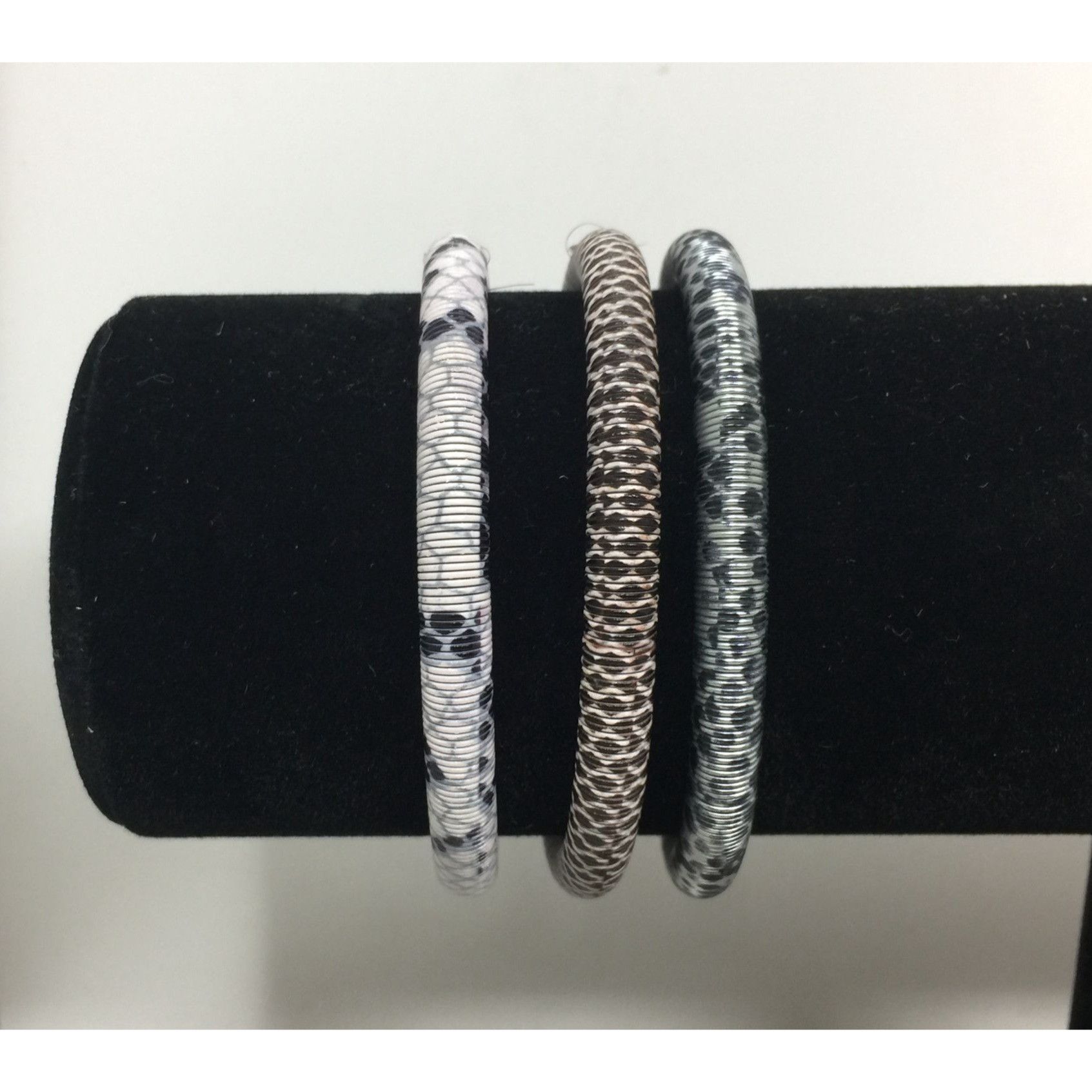 Other Snakeskin Patterned Stretchy Bangle Bracelets - Set of (3) Size ONE SIZE - 7 Thumbnail