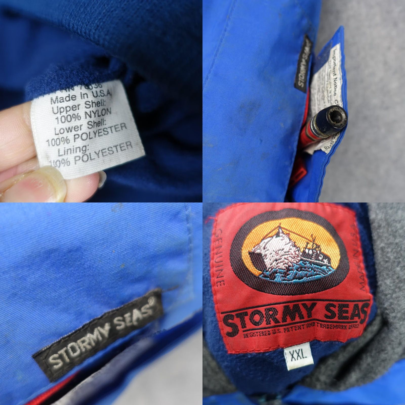 Vintage Stormy Seas Jacket Mens 2XL Blue Hooded Bomber Fleece Lined Workwear USAZippered Front Pocket, Casual, Outdoor Mens 2XL Blue Jacket Size US XXL / EU 58 / 5 - 11 Thumbnail