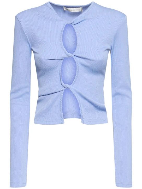 Christopher Esber o1mle0824 Open Twist Long Sleeve Top in Blue Size XS / US 0-2 / IT 36-38 - 1 Thumbnail