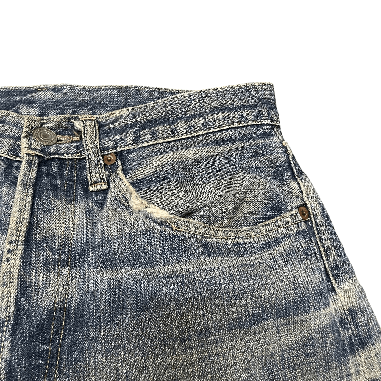 Japanese Brand Vintage La Guardia Selvedge Denim Thrashed Jeans Single ® Size US 30 / EU 46 - 7 Thumbnail