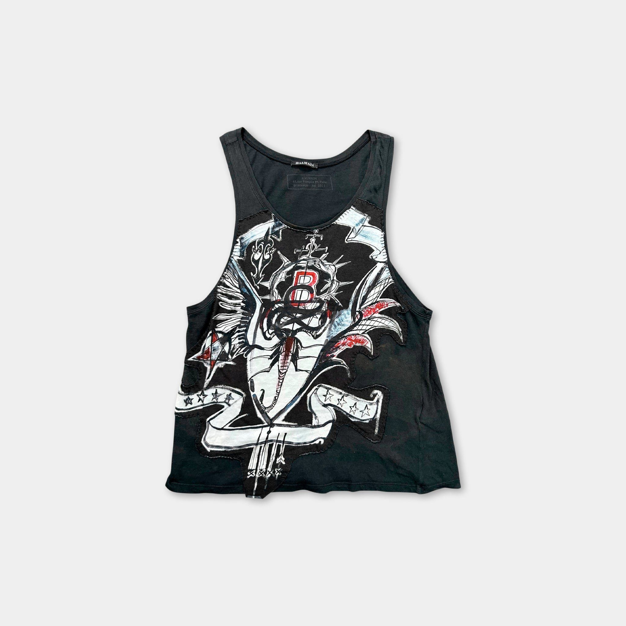 Balmain Balmain By Decarnin SS10 Shotgun Heavily Distressed T