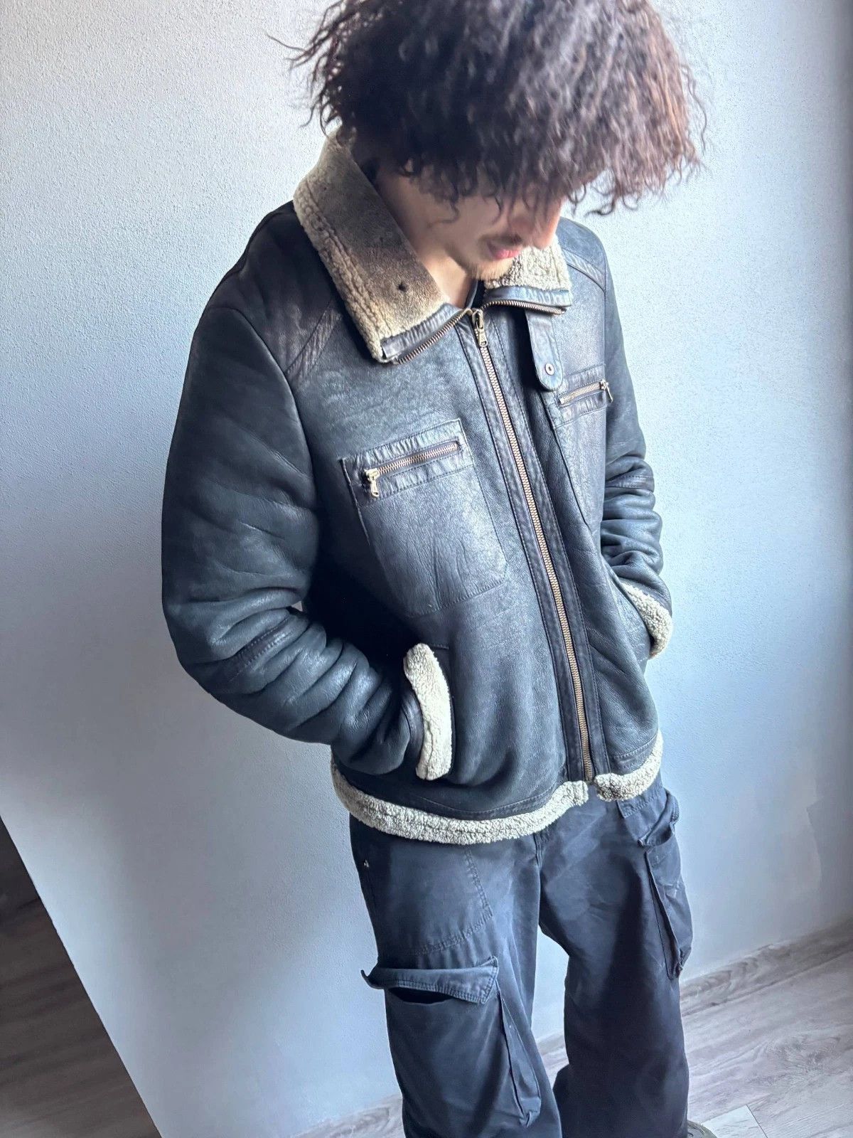 Dolce & Gabbana Vtg Sheepskin Shearling 1990s Dolce&Gabbana Leather Jacket Size US L / EU 52-54 / 3 - 6 Thumbnail