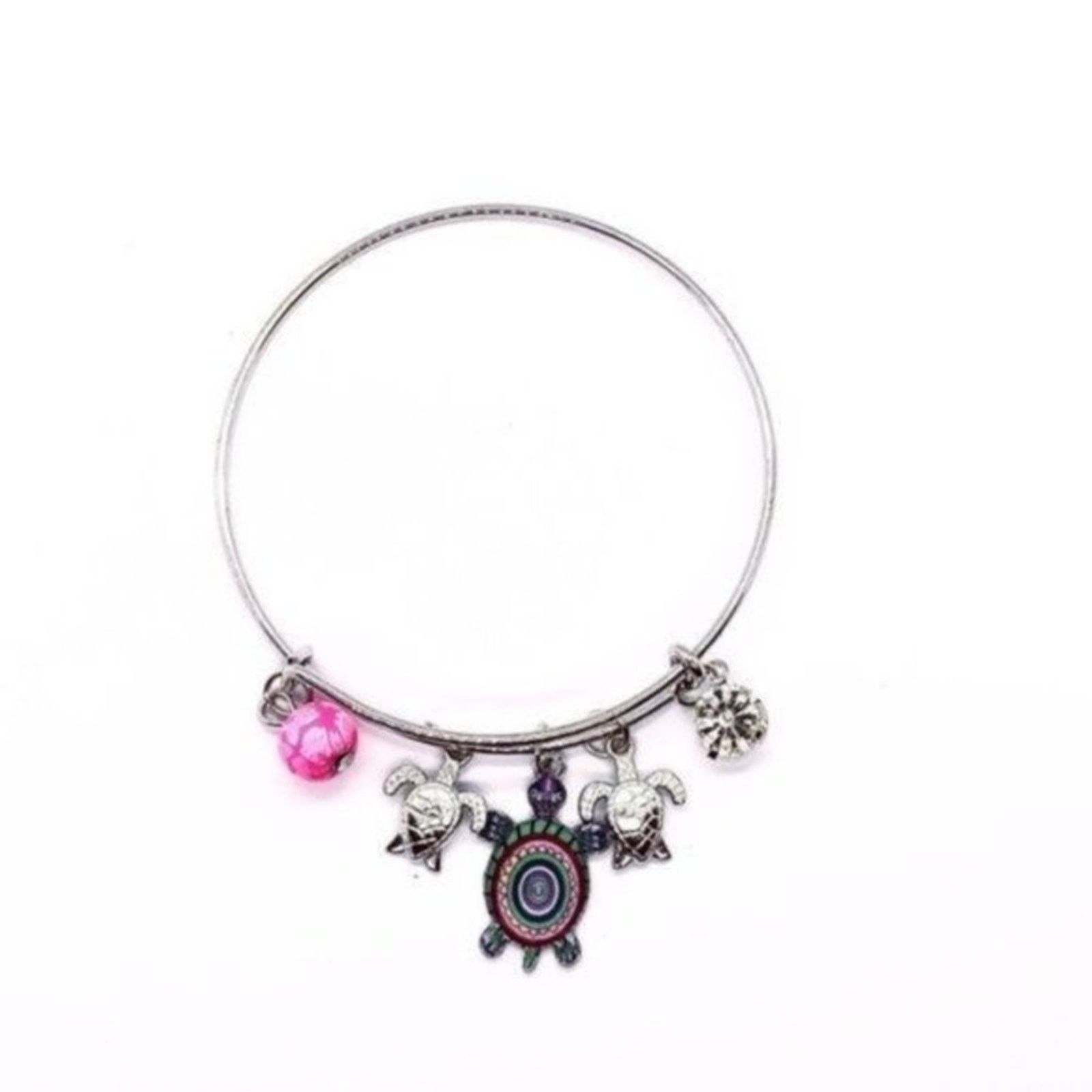 Other Beaded Sea Turtle Charm Colorful Bangle Bracelet Size ONE SIZE - 1 Thumbnail