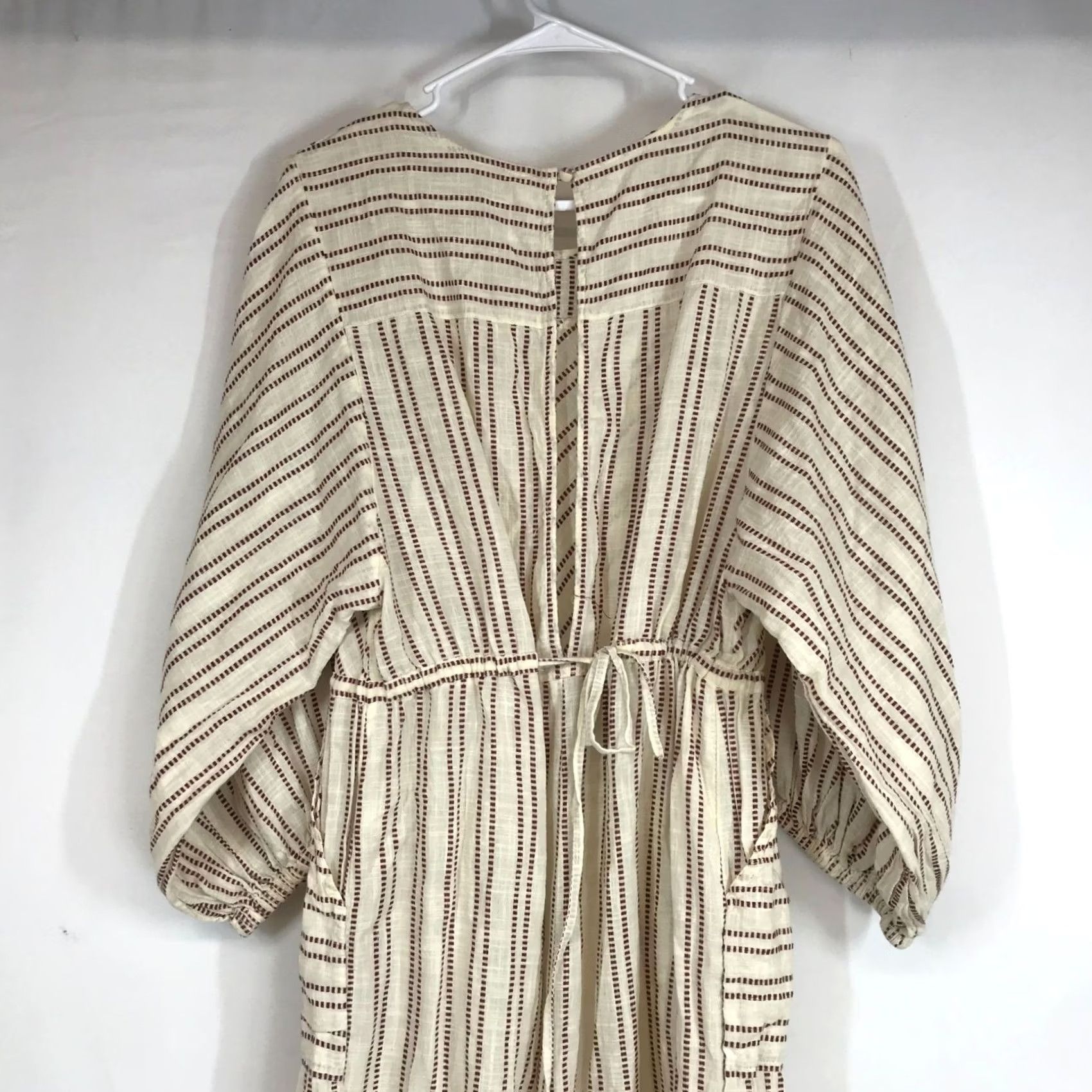 Free People Free People JUMPSUIT Womens M CREAM Round Neck Long Sleeve Open Back Cotton Casual Size 32" / US 10 / IT 46 - 5 Thumbnail