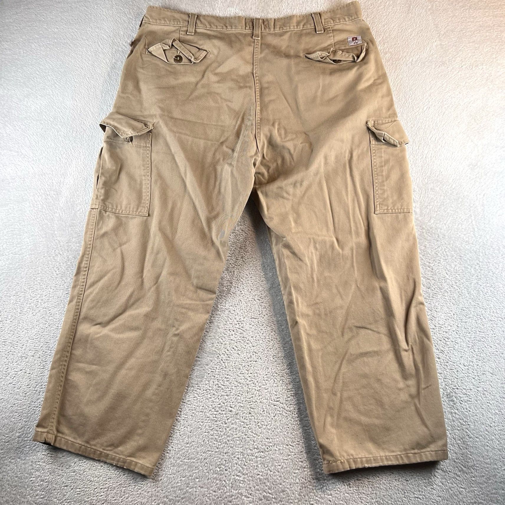 Vintage VTG Tyndale FR Cargo Pants Mens 40x32 Flame Resistant Workwear Beige Cotton Polyester Canvas Cargo Pocket USA multiple seasons Mens Size US 40 / EU 56 - 2 Thumbnail