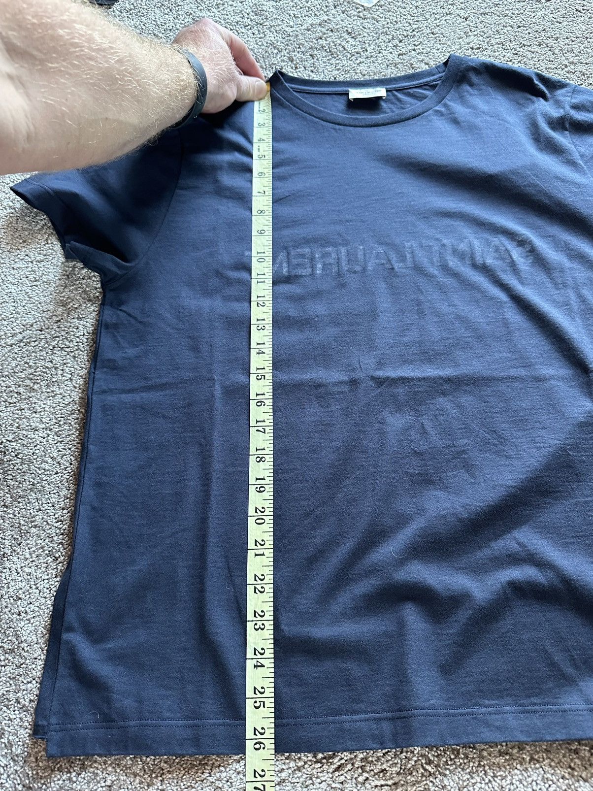 Saint Laurent Paris $620 FW23 Saint Laurent reverse logo dark navy t shirt L Size US L / EU 52-54 / 3 - 7 Thumbnail