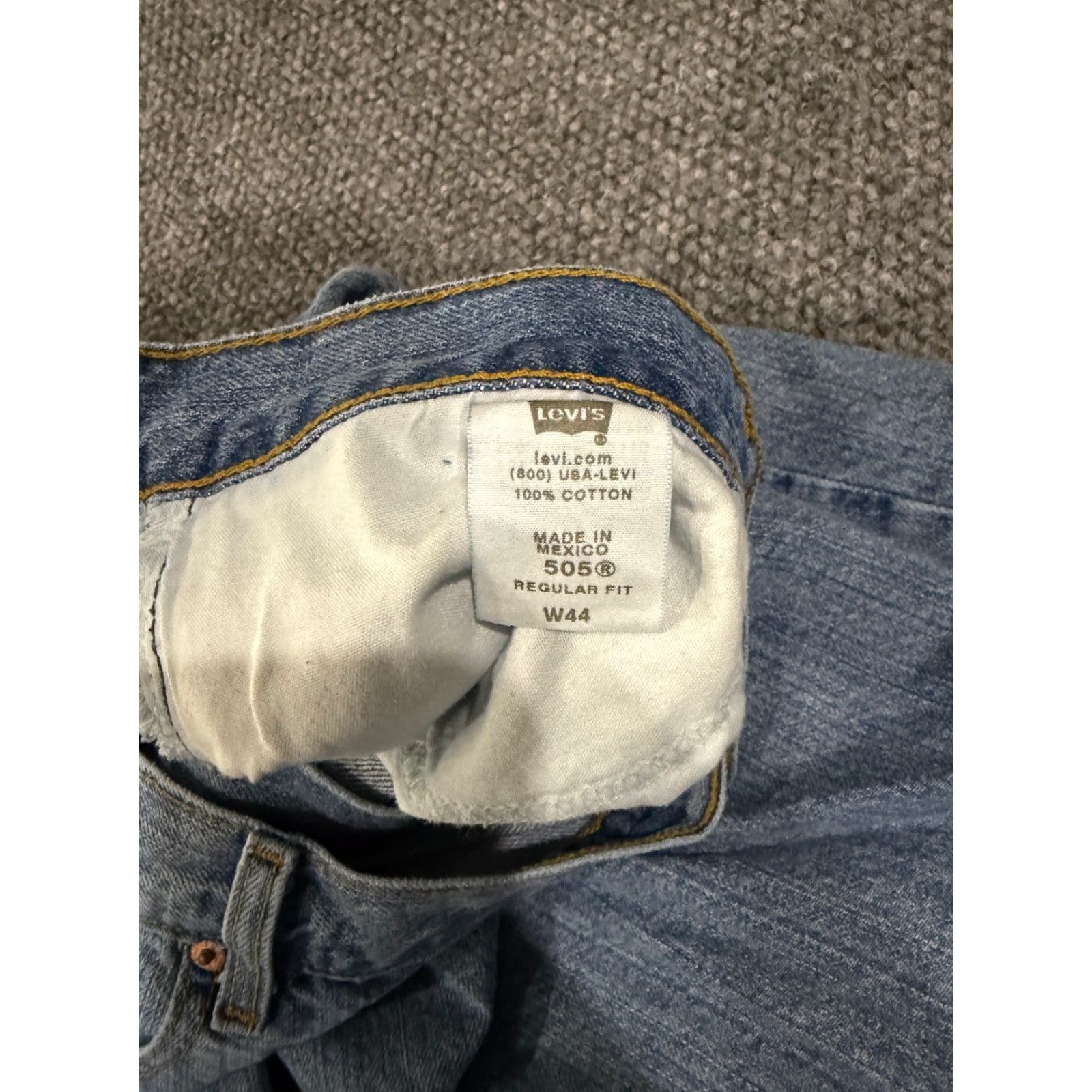 Levi's Levi's 505 Shorts Mens 44 Denim Blue Light Wash Casual 5-Pocket Army Camouflage Medium Wash Cotton Flat Front Regular Fit Pocketed Summer Spring Fall Size US 44 / EU 60 - 4 Thumbnail