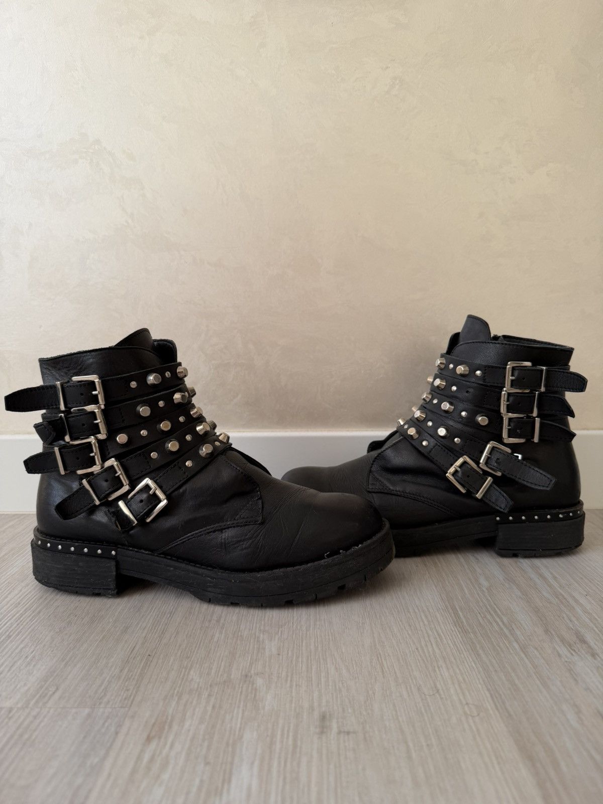 A.S.98 AS 98 Vibe Artisan Black Leather Side Zip Ankle Biker Boots Size US 6.5 / EU 39-40 - 1 Thumbnail