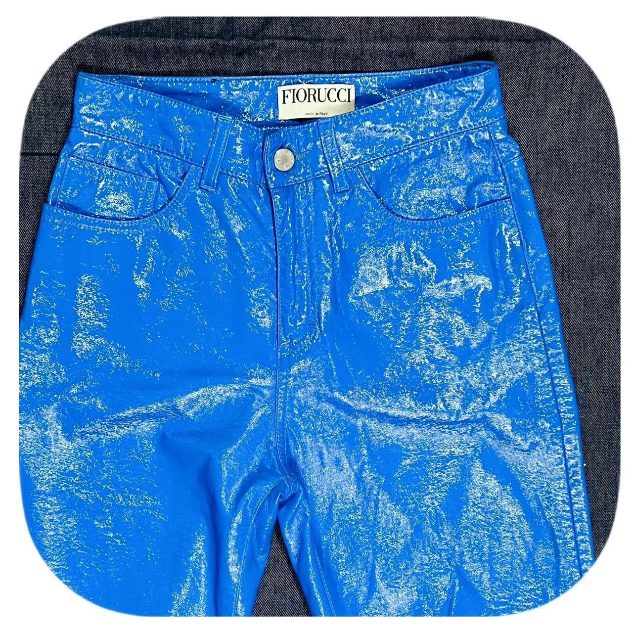 Fiorucci VTG 90s Fiorucci Yves Cobalt Blue Vinyl Pants 26” Italy Size 26" / US 2 / IT 38 - 2 Thumbnail