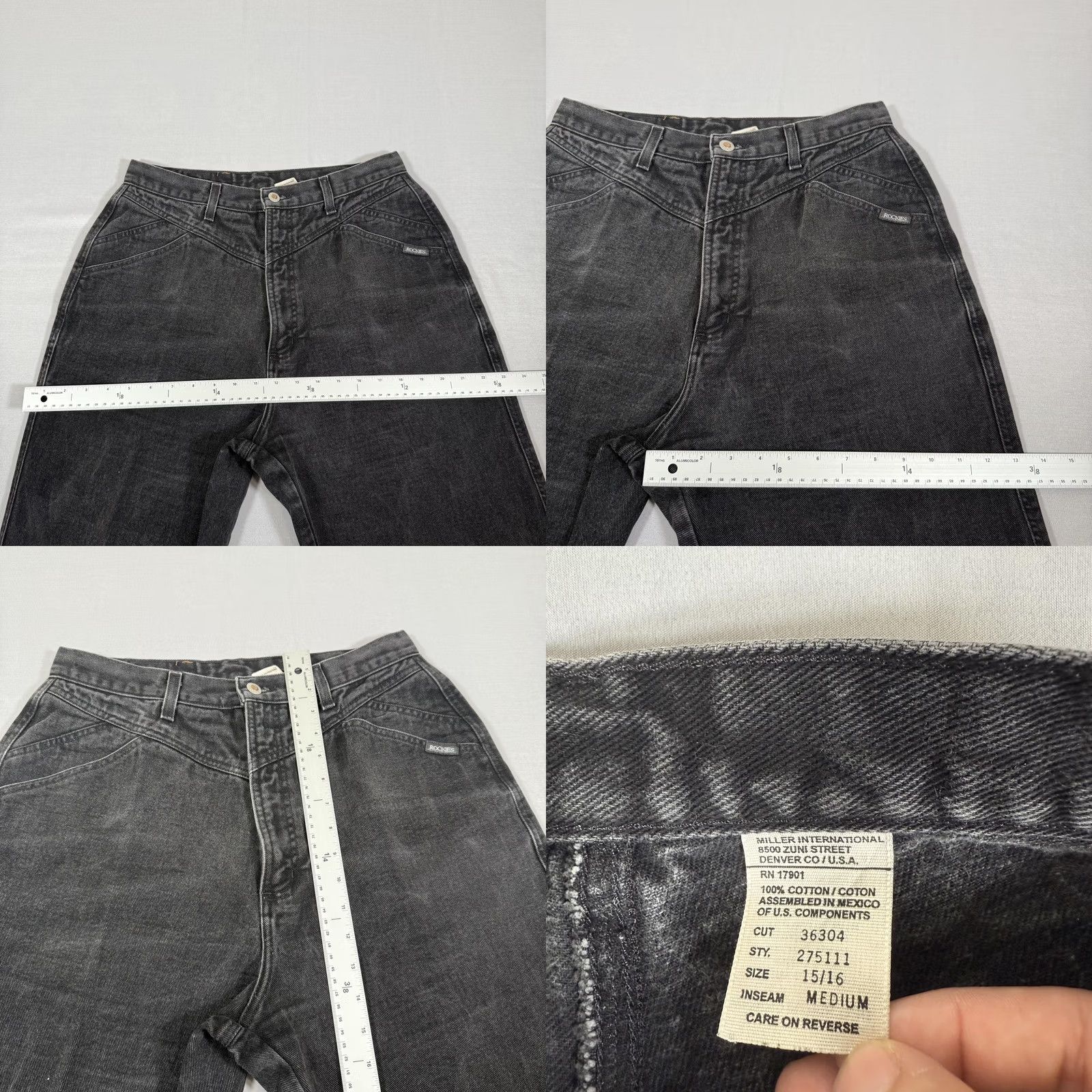 Vintage VINTAGE Rockies Denim Jeans Womens 15 Black Charcoal Wash 90s Western 30 Inseam Straight Jeans Mens? Womens Size 36" / US 14 / IT 50 - 8 Thumbnail