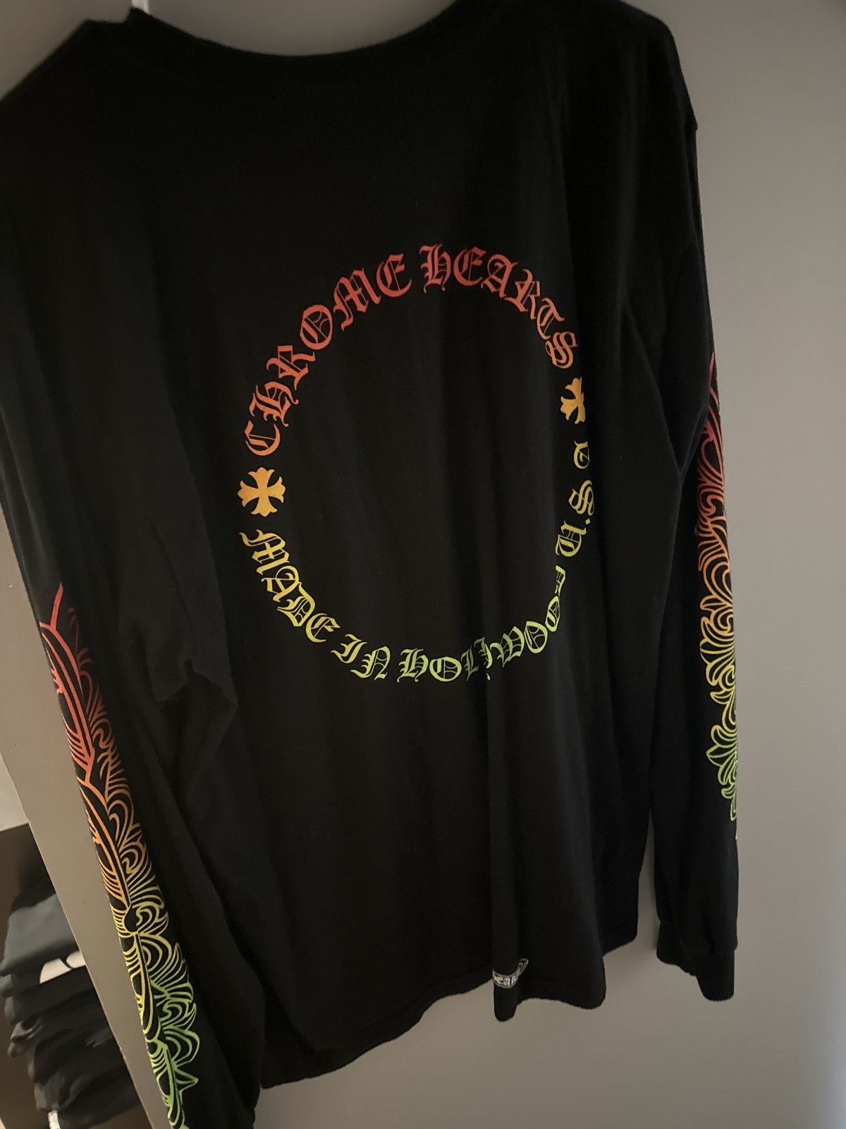 【Chrome Hearts】Floral Sleeve Gradient L/S T-shirt★長袖Ｔ Chrome Hearts Floral Sleeve Gradient L/S T-shirt Black Men's