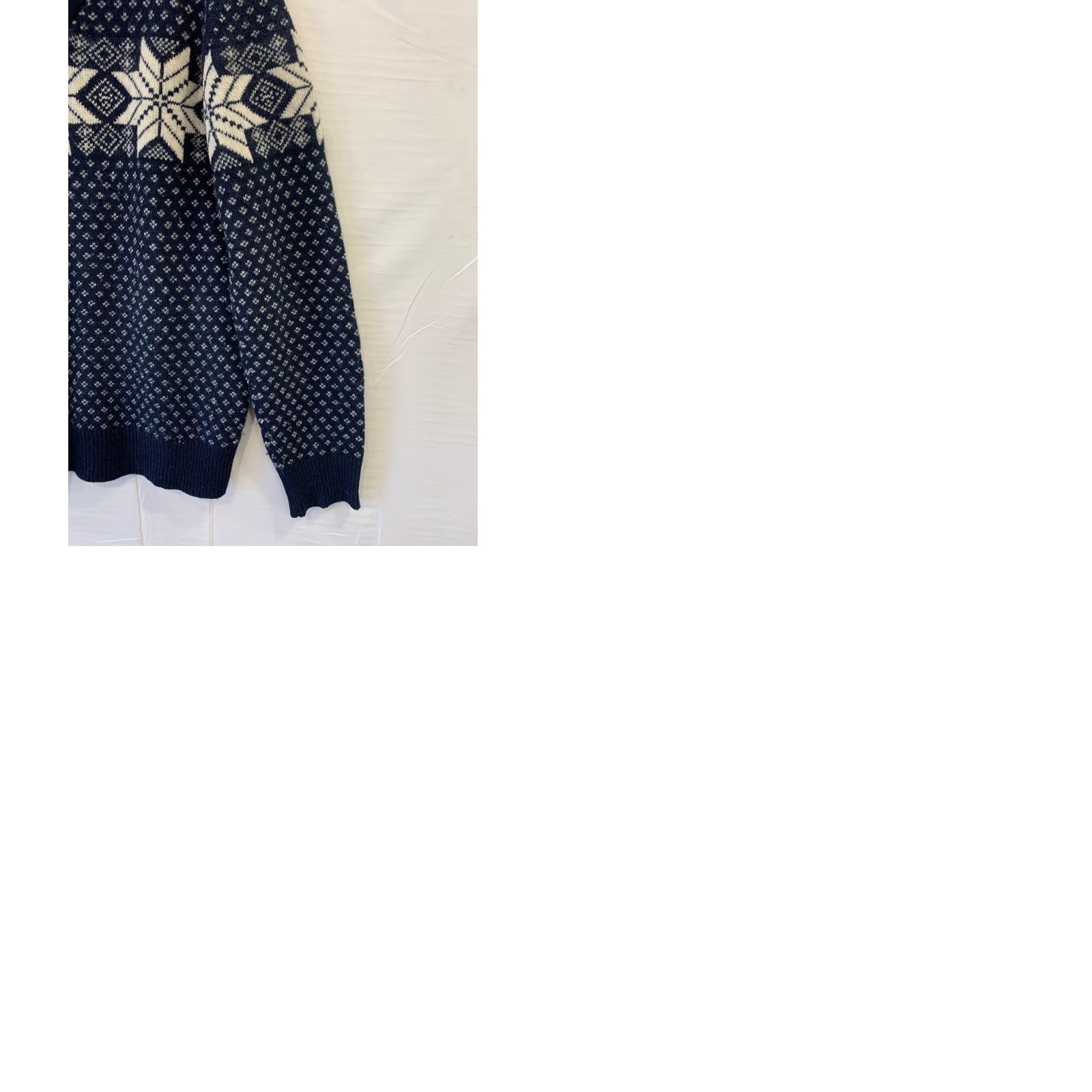 Vintage Woolrich John Rich & Bros Wool Cashmere Nordic Shawl Collar Sweater Mens L Navy Blue / Cream Pullover Knit Wool Cashmere Blend Snowflake Pattern Size US L / EU 52-54 / 3 - 9 Thumbnail